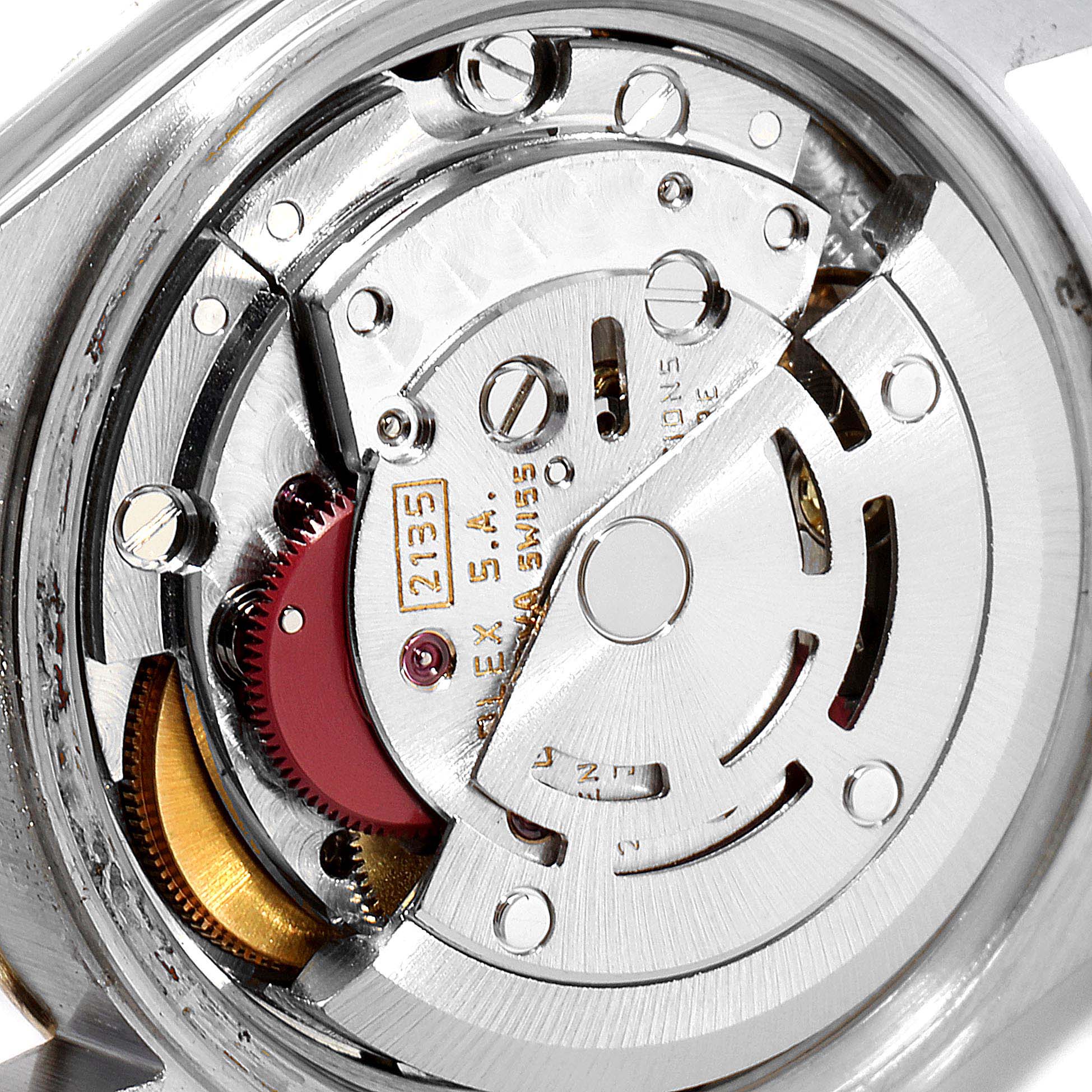 This image shows the internal movement mechanism of a Rolex Datejust 69173 Women
s Steel and Gold (two tone) Champagne Dial 69173 Women
s Steel and Gold (two tone) Champagne Dial watch.