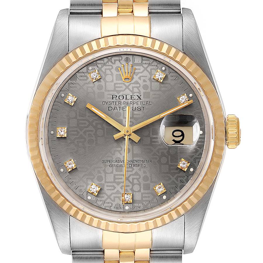 Rolex Datejust Steel Yellow Gold Jubilee Diamond Dial Watch 16233 Box Papers SwissWatchExpo