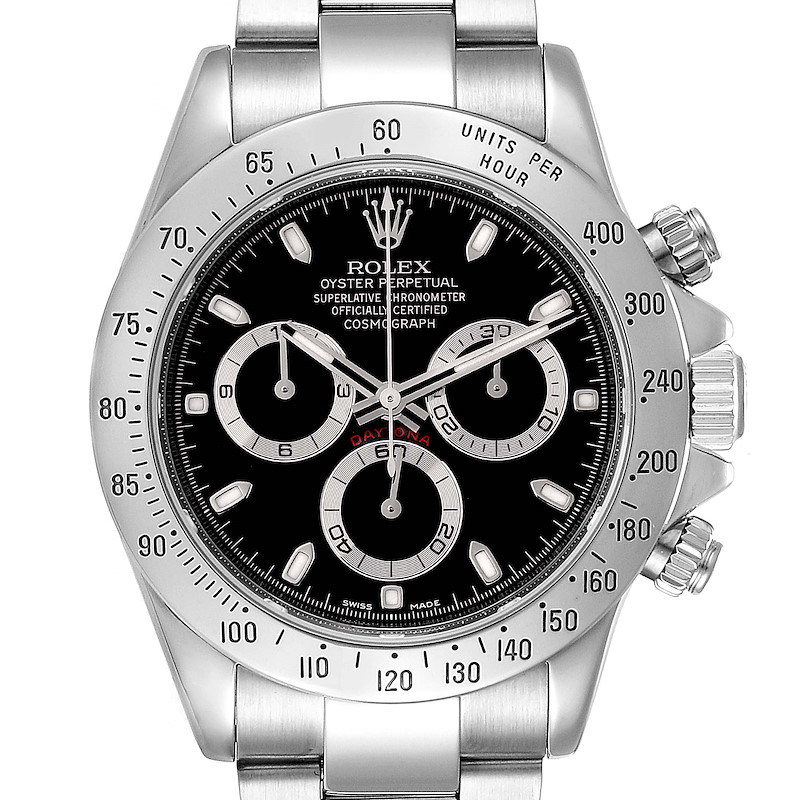 Rolex Daytona Black Dial Chronograph Steel Watch 116520 Box Card SwissWatchExpo