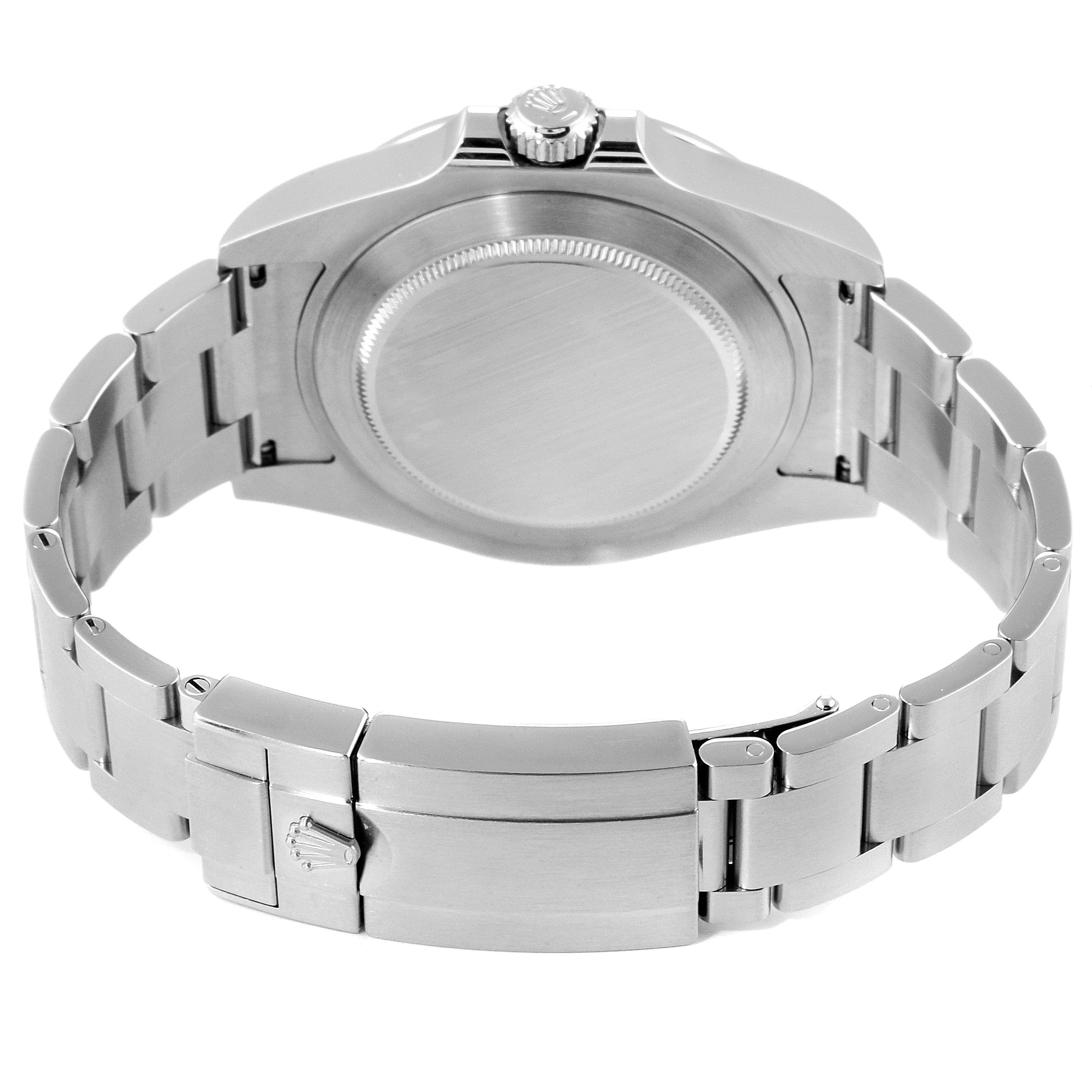 The image shows the case back, crown, and bracelet clasp of a Rolex Explorer 216570 Men
s Stainless Steel White Dial 216570 Men
s Stainless Steel White Dial watch from the rear angle.