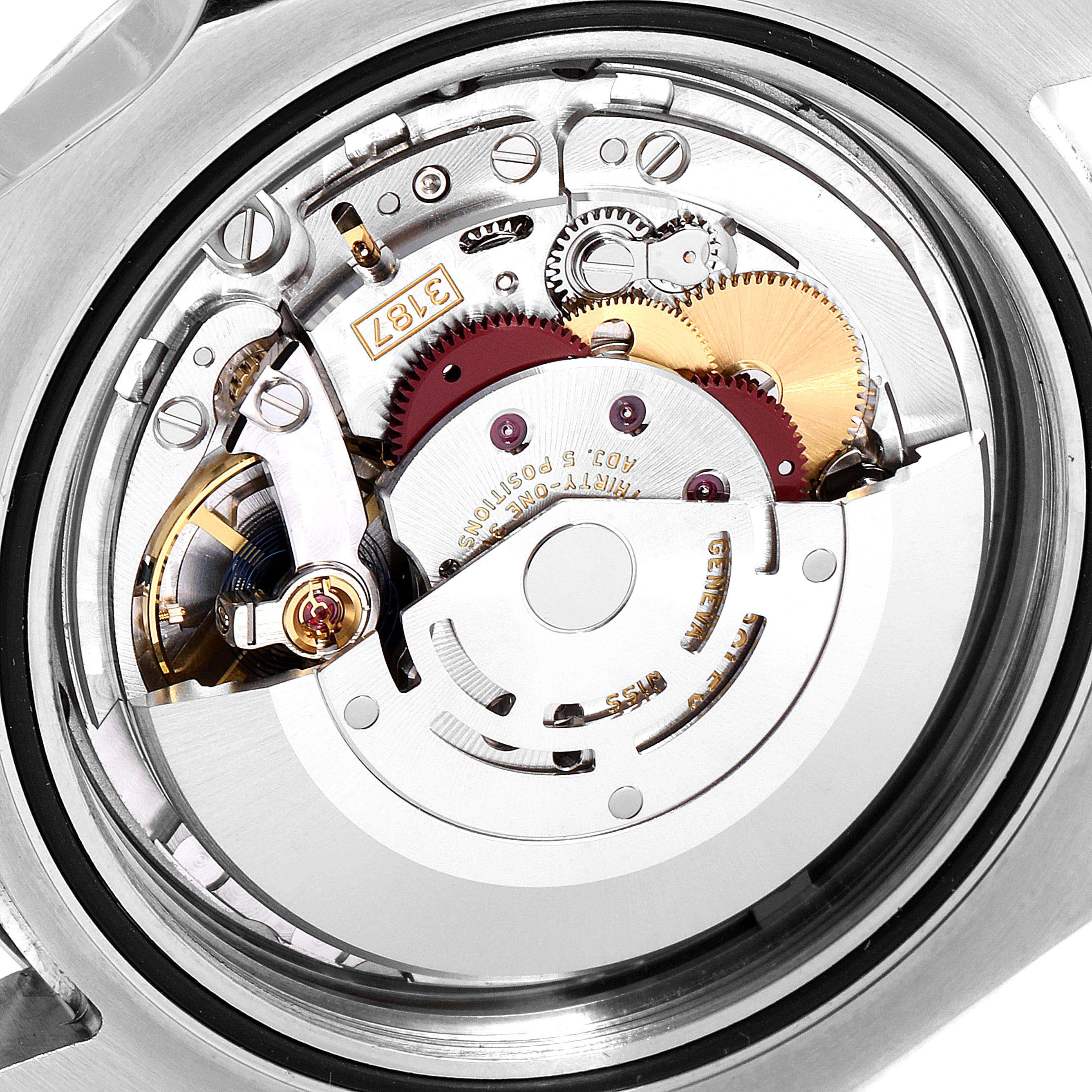 This image shows the inner mechanical movement of a Rolex Explorer 216570 Men
s Stainless Steel White Dial 216570 Men
s Stainless Steel White Dial watch from a backside angle.