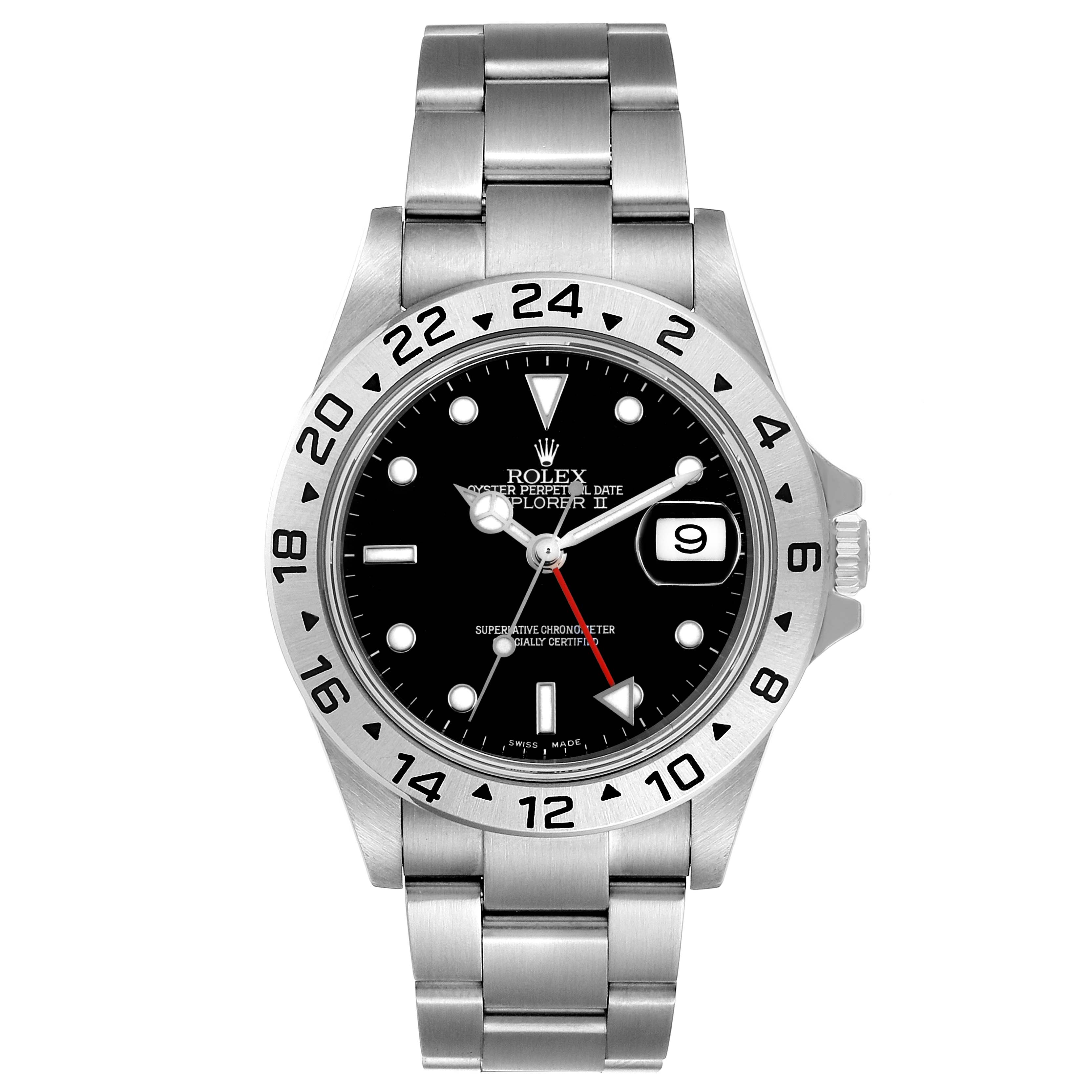 The image shows a front view of the Rolex Explorer 16570 Men
s Stainless Steel Black Dial 16570 Men
s Stainless Steel Black Dial watch, displaying the dial, bezel, hands, crown, and bracelet.