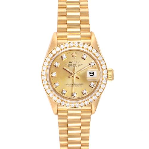 Photo of Rolex President Datejust 26mm Yellow Gold Diamond Ladies Watch 69138