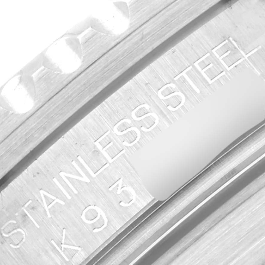 This close-up image shows the engraving on the stainless steel caseback of a Rolex Submariner 16610 Men
s Stainless Steel Black Dial 16610 Men
s Stainless Steel Black Dial watch.
