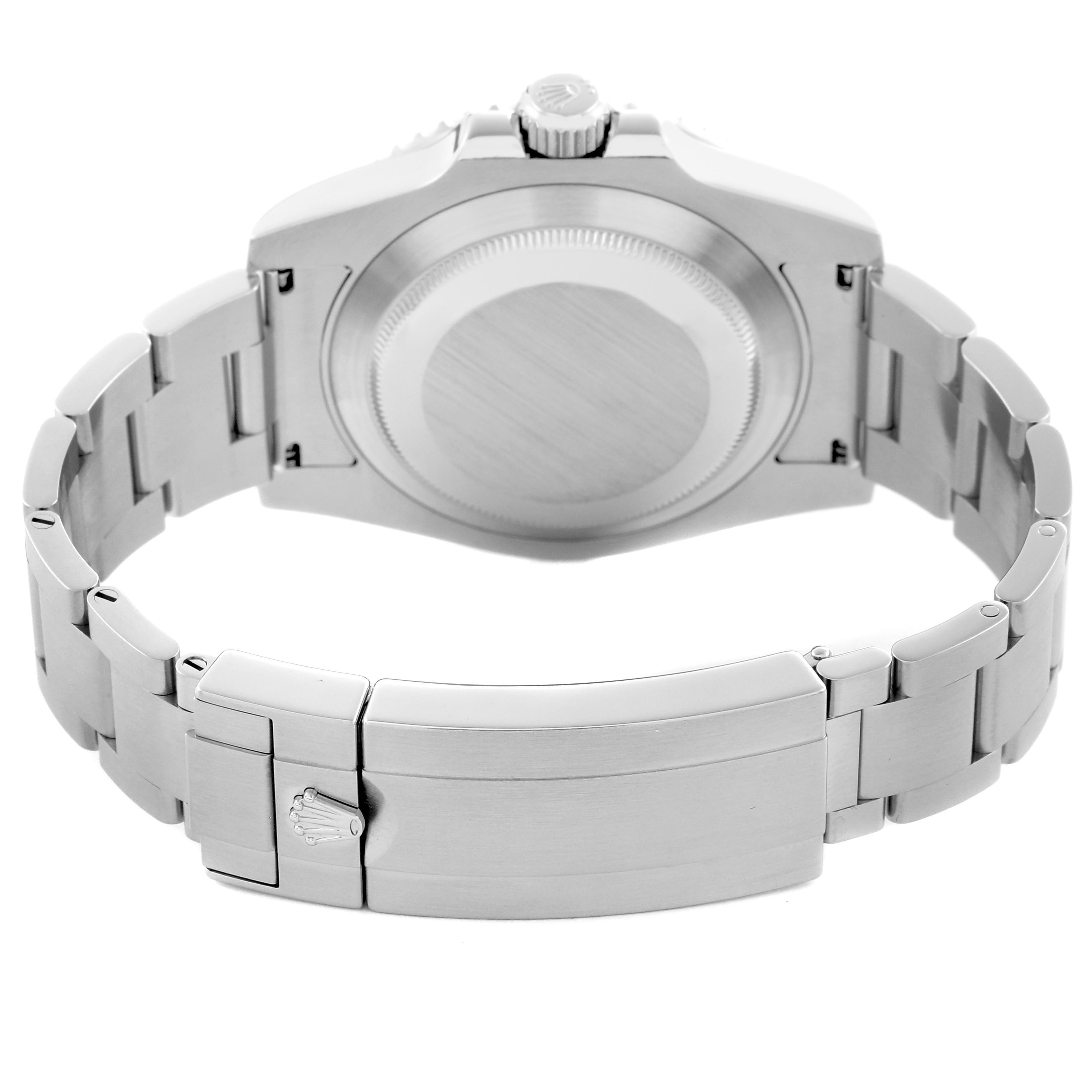 The image shows the back view of a Rolex Submariner 114060 Men's Stainless Steel Black Dial 114060 Men's Stainless Steel Black Dial, highlighting the case back, bracelet, and clasp.