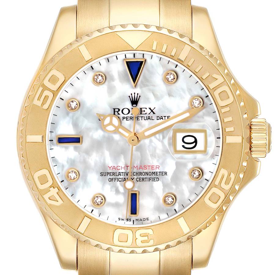 The Rolex Turn-o-Graph watch is shown from the front, displaying its face, bezel, and part of the bracelet.
