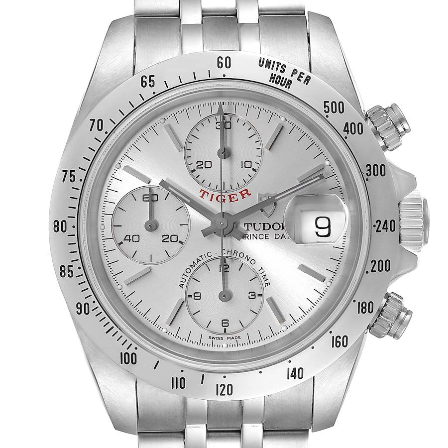 Tudor Prince Silver Dial Chronograph Steel Mens Watch 79280 Box Papers SwissWatchExpo