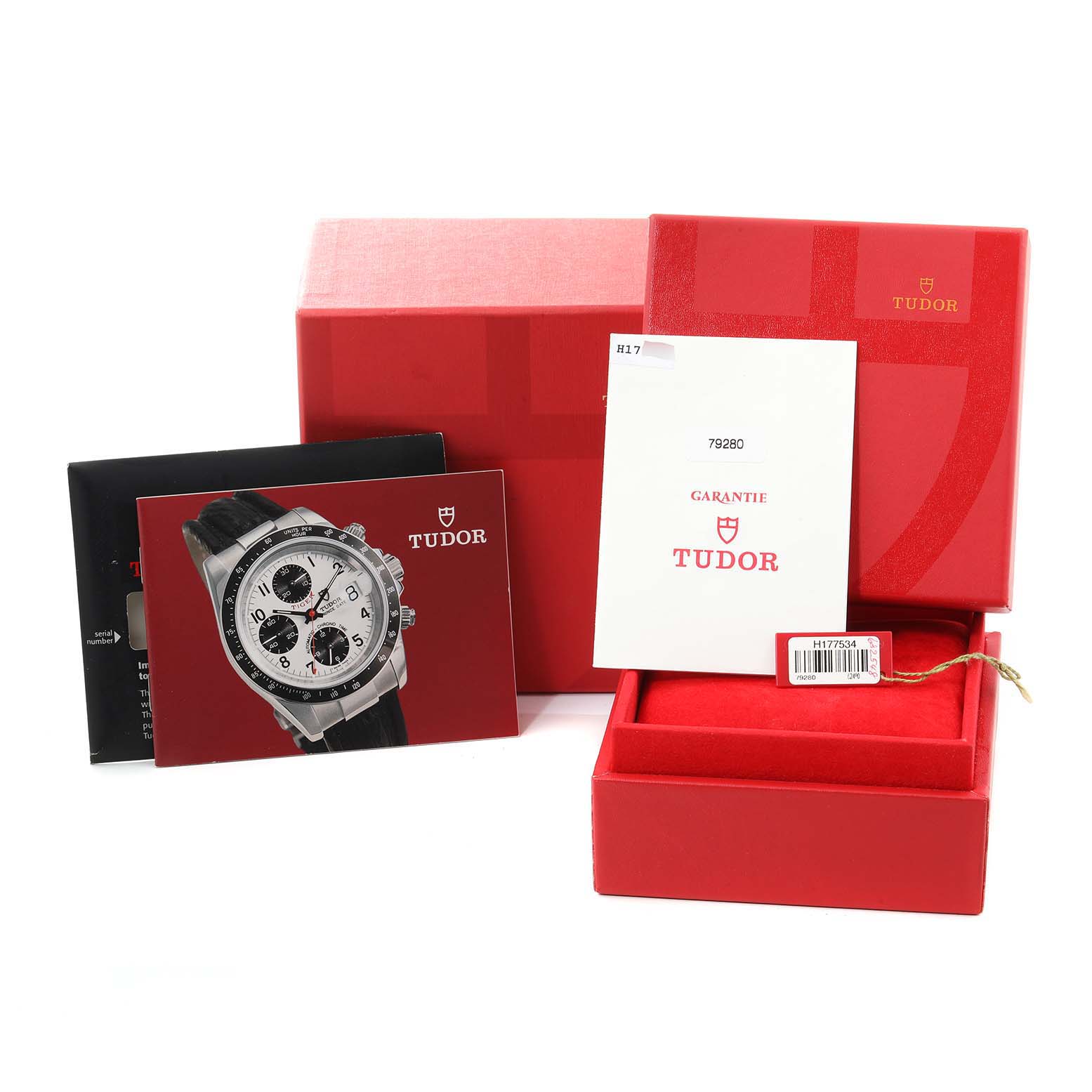 The image shows the Tudor Prince watch packaging, warranty card, and documentation, highlighting the presentation box.