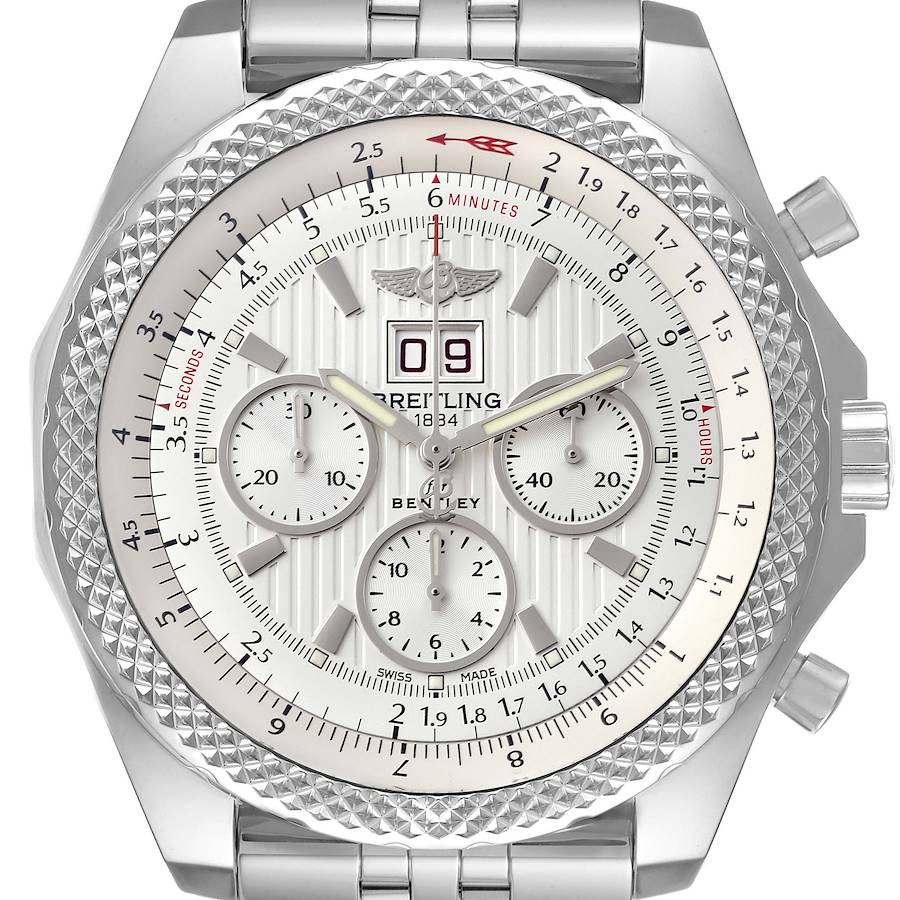 Breitling Bentley 6.75 Speed Chronograph Silver Dial Watch A44364 Box Card SwissWatchExpo