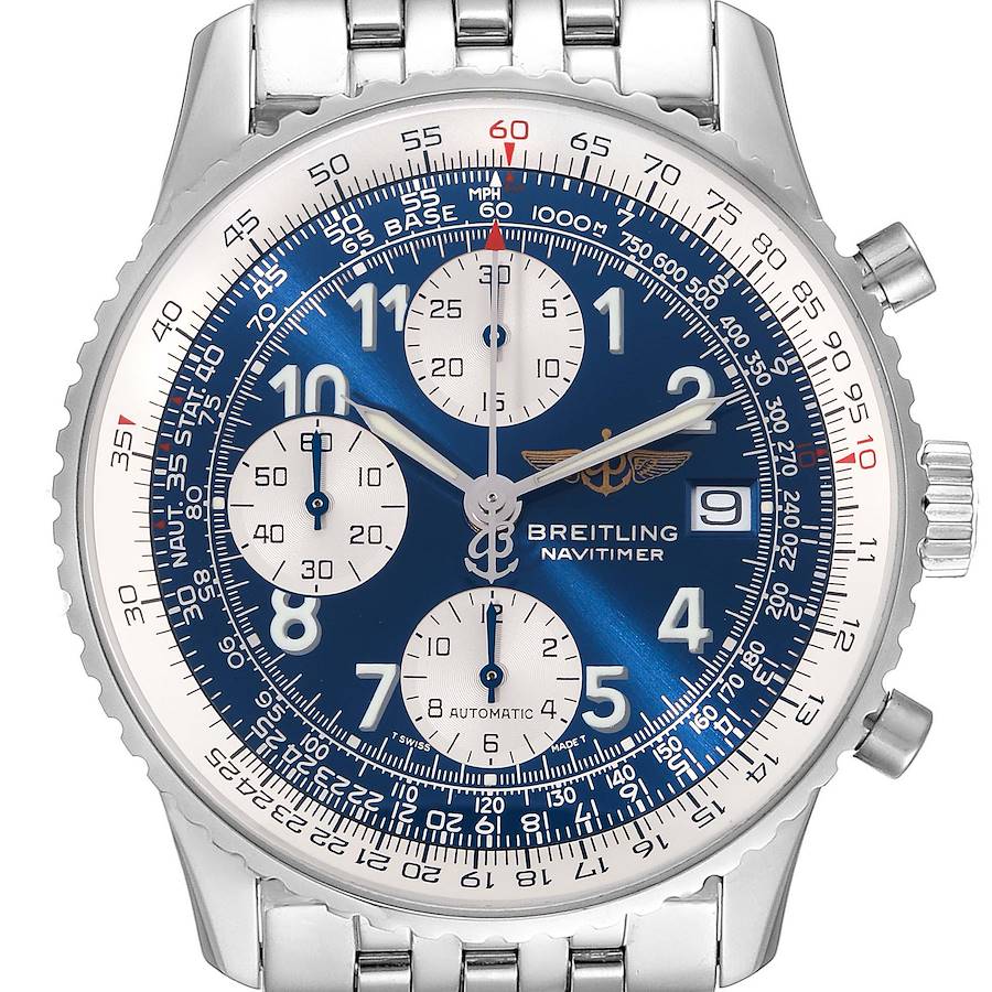 Breitling Navitimer II Blue Dial Chronograph Steel Mens Watch A13322 SwissWatchExpo