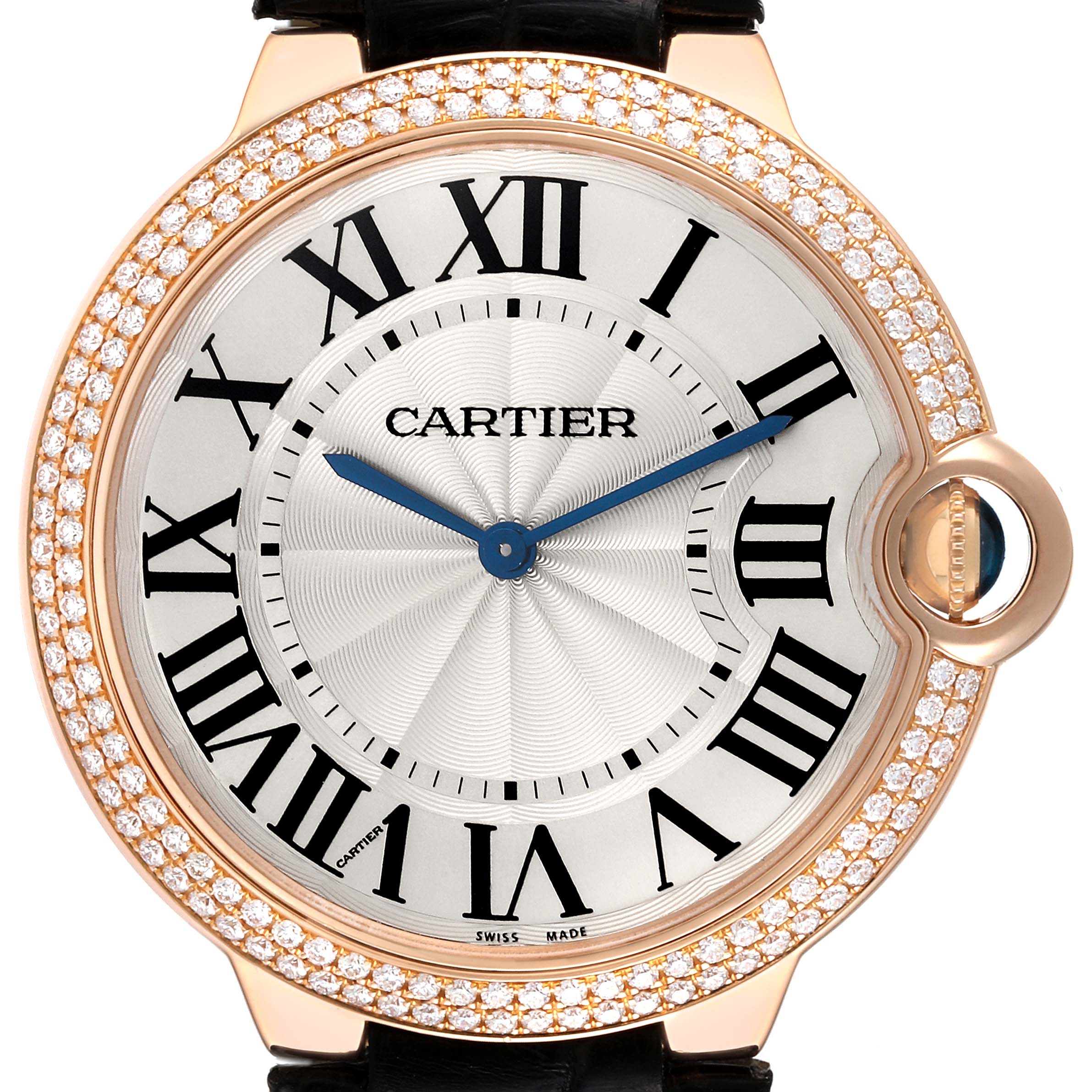 Cartier Ballon Bleu 40mm Rose Gold Diamond Mens Watch WE902055