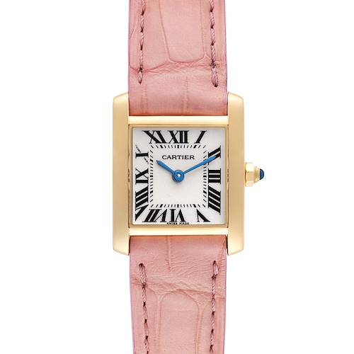 Photo of Cartier Tank Francaise Yellow Gold Pink Strap Ladies Watch W5000256 Box Papers