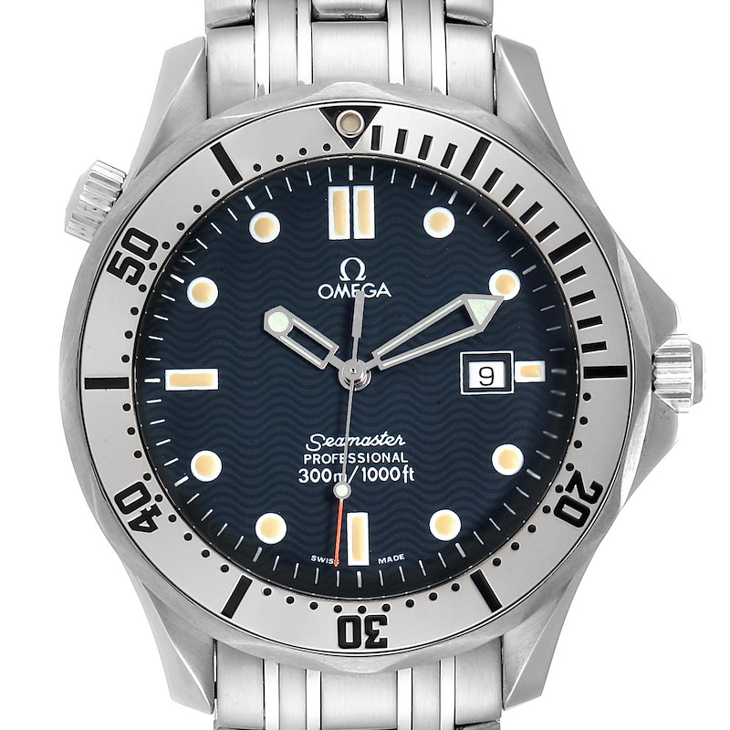 Omega Seamaster 300m Blue Wave Dial 41mm Mens Watch 2542.80.00 SwissWatchExpo