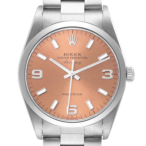 Photo of Rolex Air King 34mm Salmon Dial Smooth Bezel Steel Mens Watch 14000