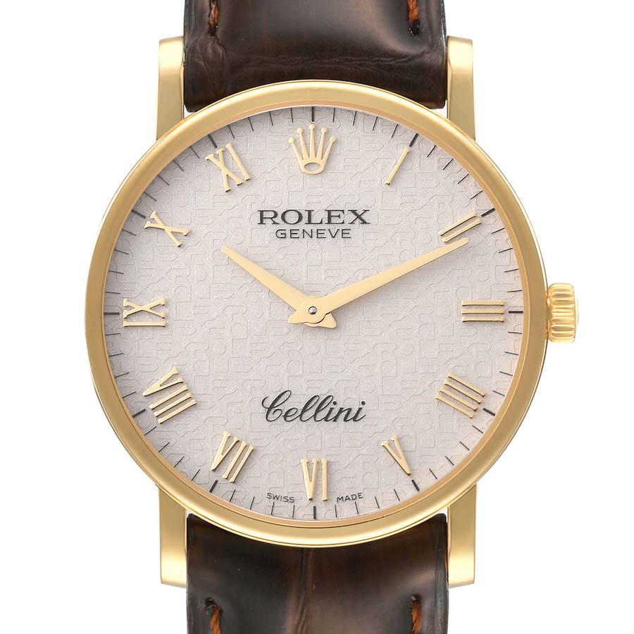 Rolex Cellini Classic Yellow Gold Ivory Anniversary Dial Watch 5115 Card SwissWatchExpo