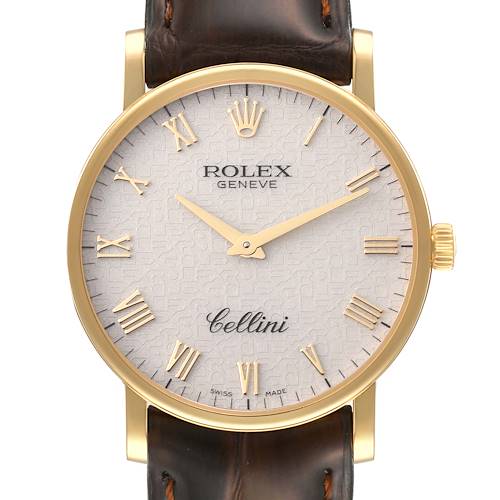Photo of Rolex Cellini Classic Yellow Gold Ivory Anniversary Dial Watch 5115 Card