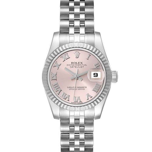 Photo of Rolex Datejust Steel White Gold Pink Dial Ladies Watch 179174 Box Card