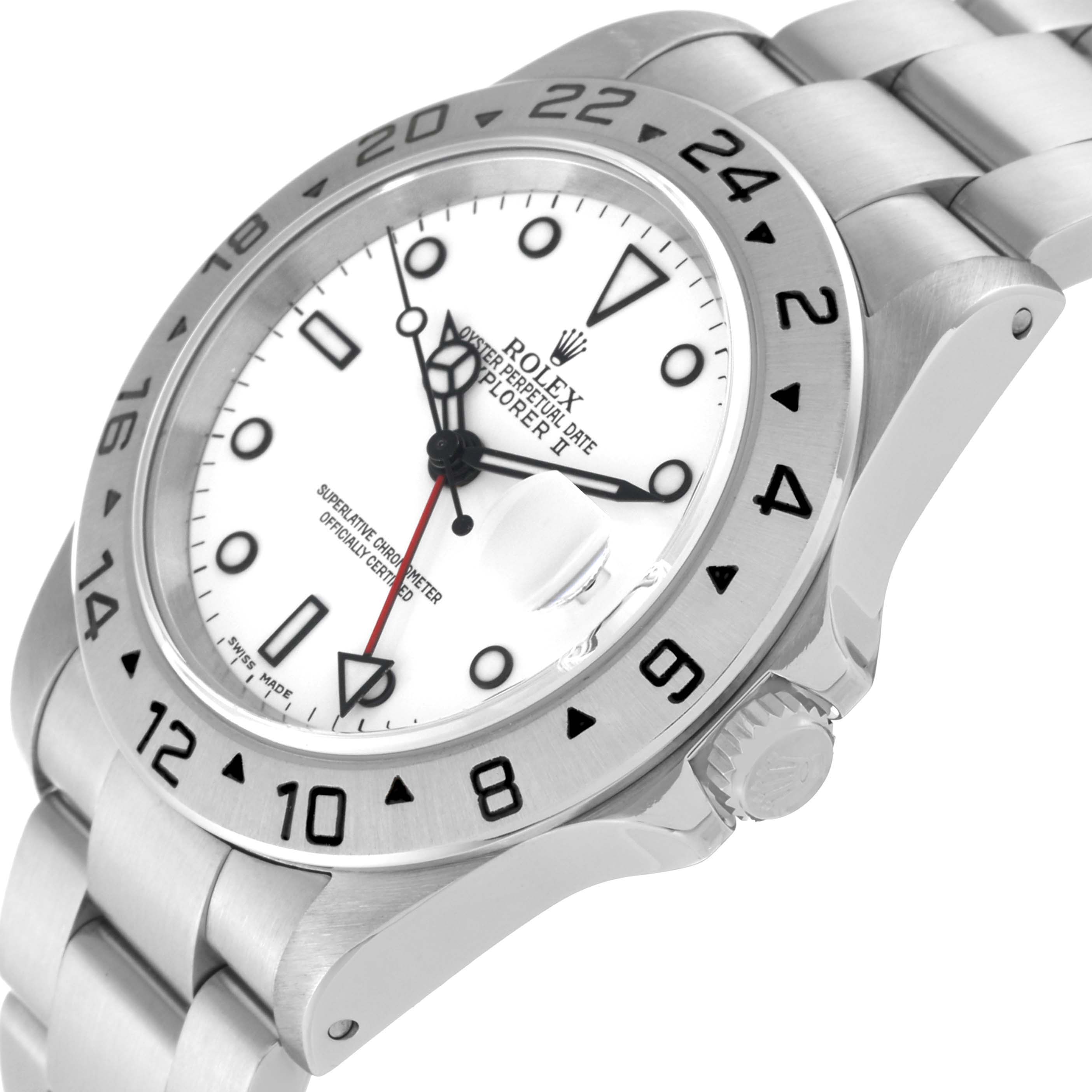 This image shows a close-up, angled view of a Rolex Explorer 16570 Men's Stainless Steel White Dial 16570 Men's Stainless Steel White Dial watch, highlighting the face, bezel, crown, and part of the bracelet.