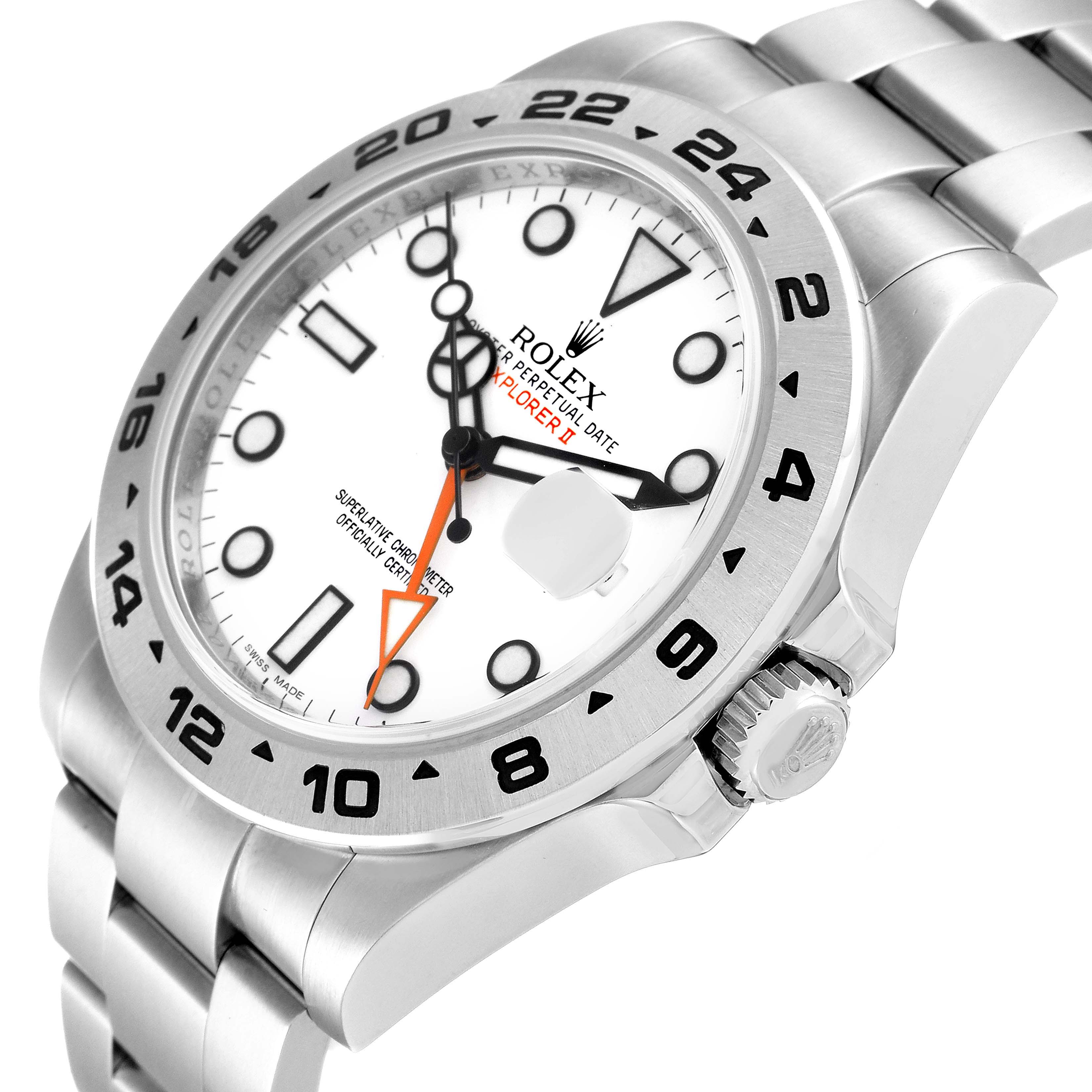 The image shows a side angle of a Rolex Explorer 216570 Men
s Stainless Steel White Dial 216570 Men
s Stainless Steel White Dial model watch, highlighting its dial, bezel, crown, and part of the bracelet.