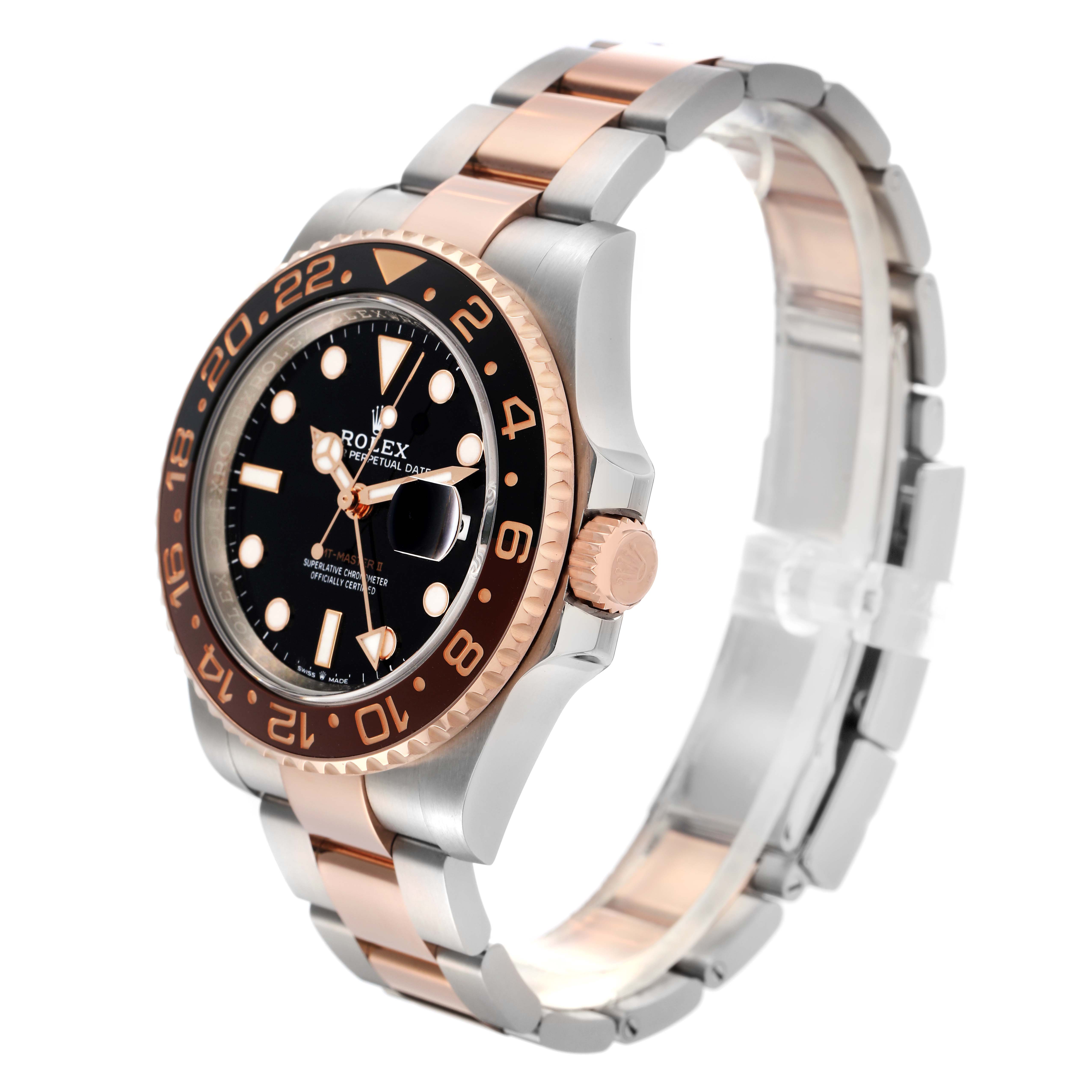 The Rolex GMT-Master 126711 Men's Steel and Gold (two tone) Black Dial 126711 Men's Steel and Gold (two tone) Black Dial is shown at a three-quarter angle, displaying the face, bezel, crown, and bracelet.