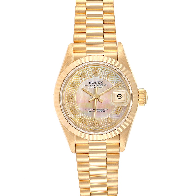 Rolex President Datejust Yellow Gold Decorated MOP Dial Ladies Watch 69178 SwissWatchExpo