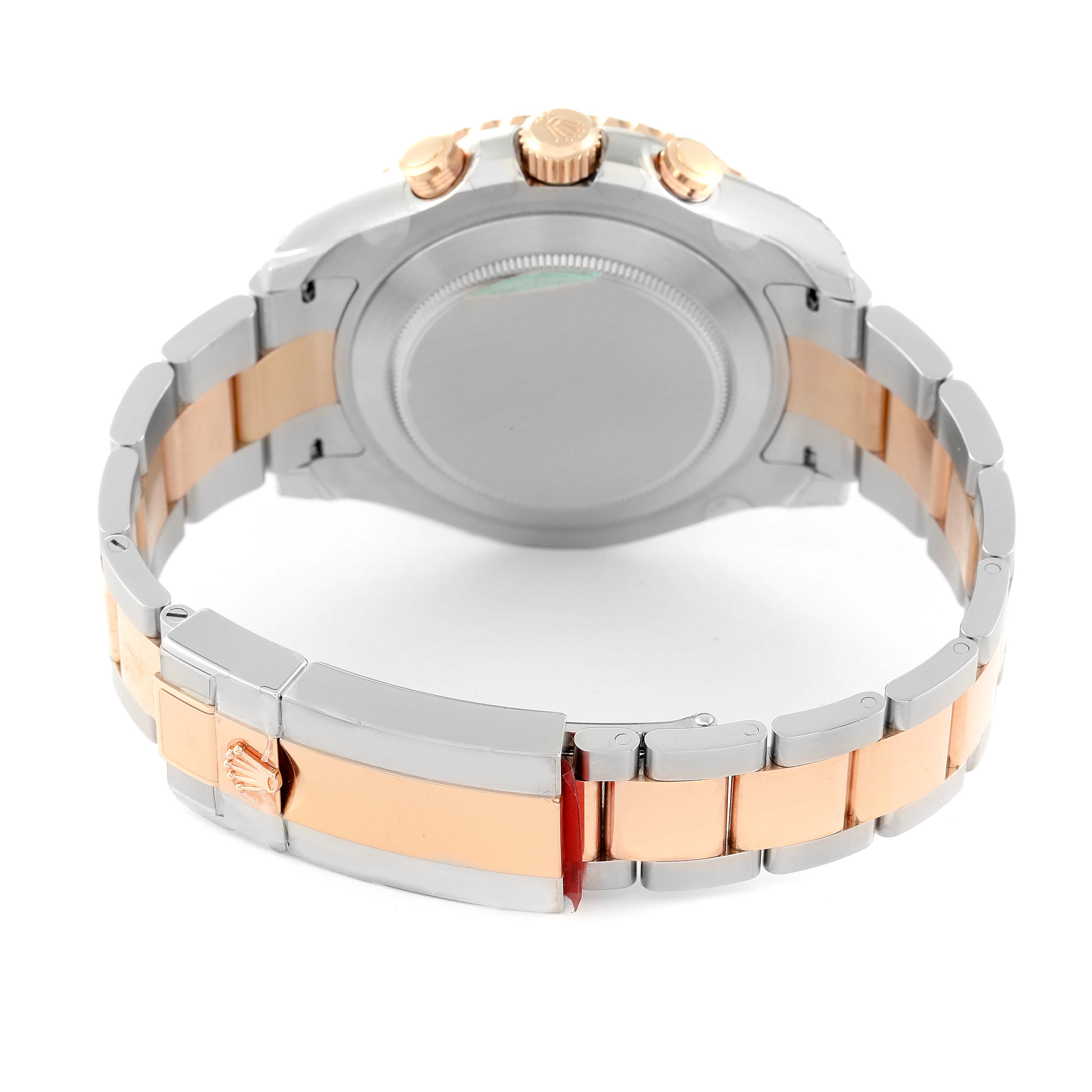 The image shows the back, bracelet, and clasp of a Rolex Yacht-Master 116681 Men's Steel and Gold (two tone) White Dial 116681 Men's Steel and Gold (two tone) White Dial watch at a rear angle.