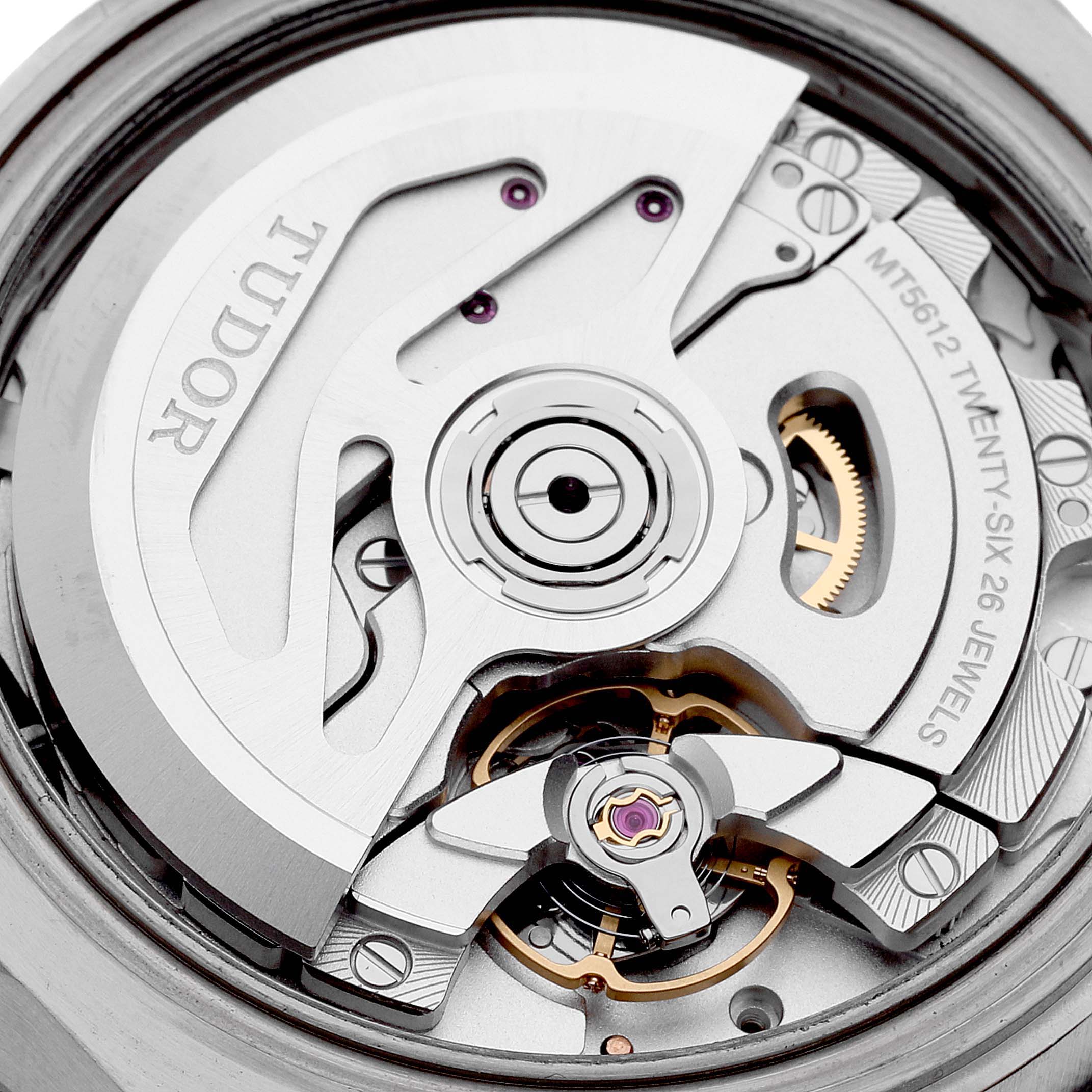 The image shows a close-up view of the movement mechanism of the Tudor Pelagos M25600TN-0001 Men
s Titanium Black Dial M25600TN-0001 Men
s Titanium Black Dial watch.