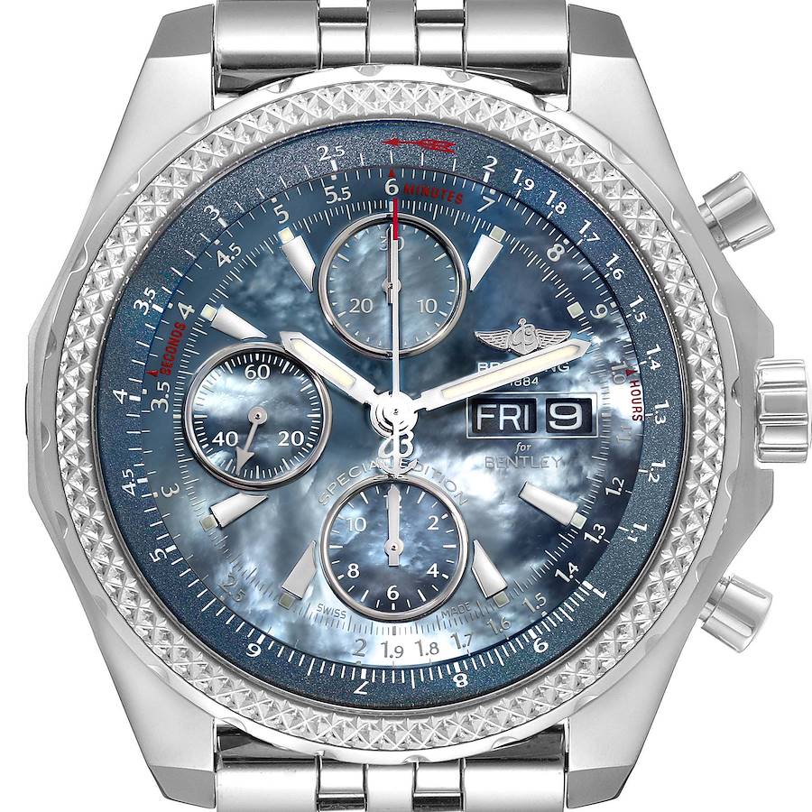 Breitling Bentley Motors GT Mother of Pearl Dial Steel Watch A13362 Box Card SwissWatchExpo