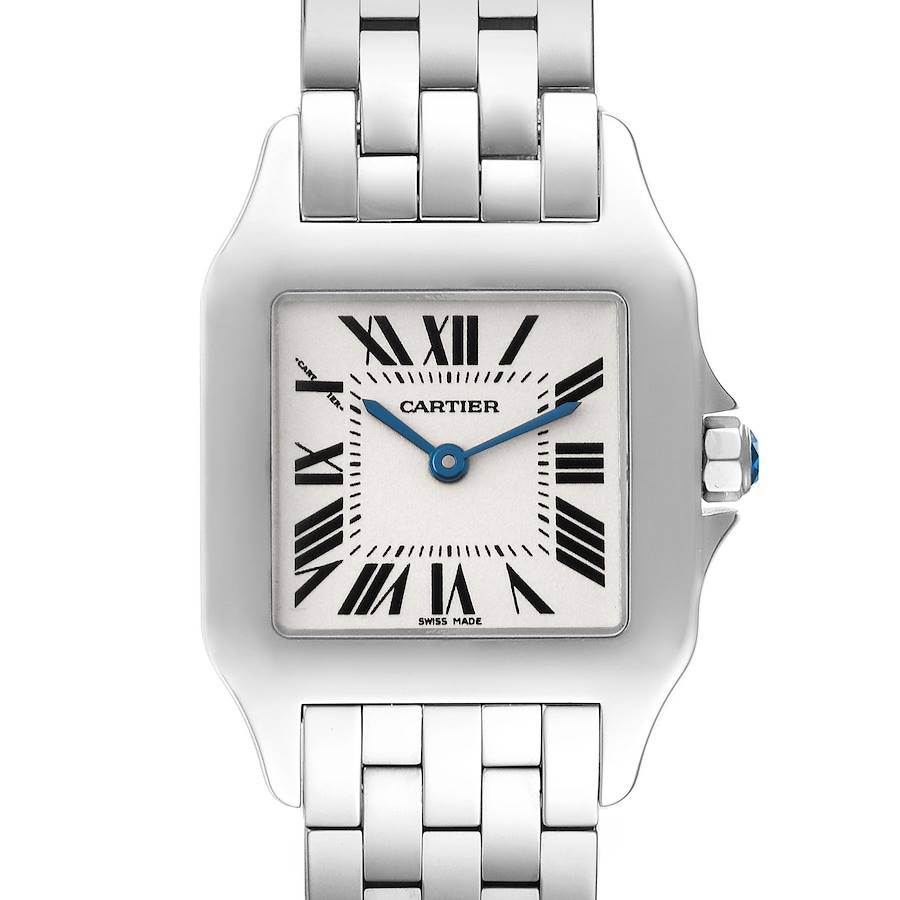 Cartier Santos Demoiselle Steel Midsize Silver Dial Ladies Watch W25065Z5 SwissWatchExpo