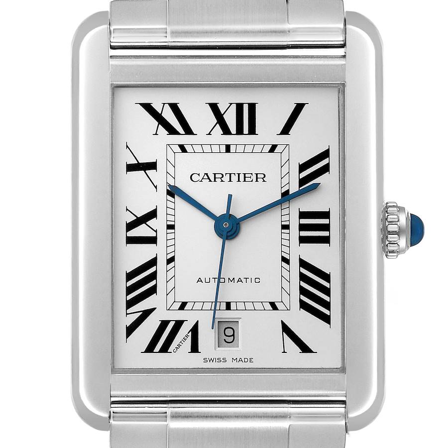 Cartier Tank Solo XL Silver Dial Automatic Steel Mens Watch W5200028 SwissWatchExpo