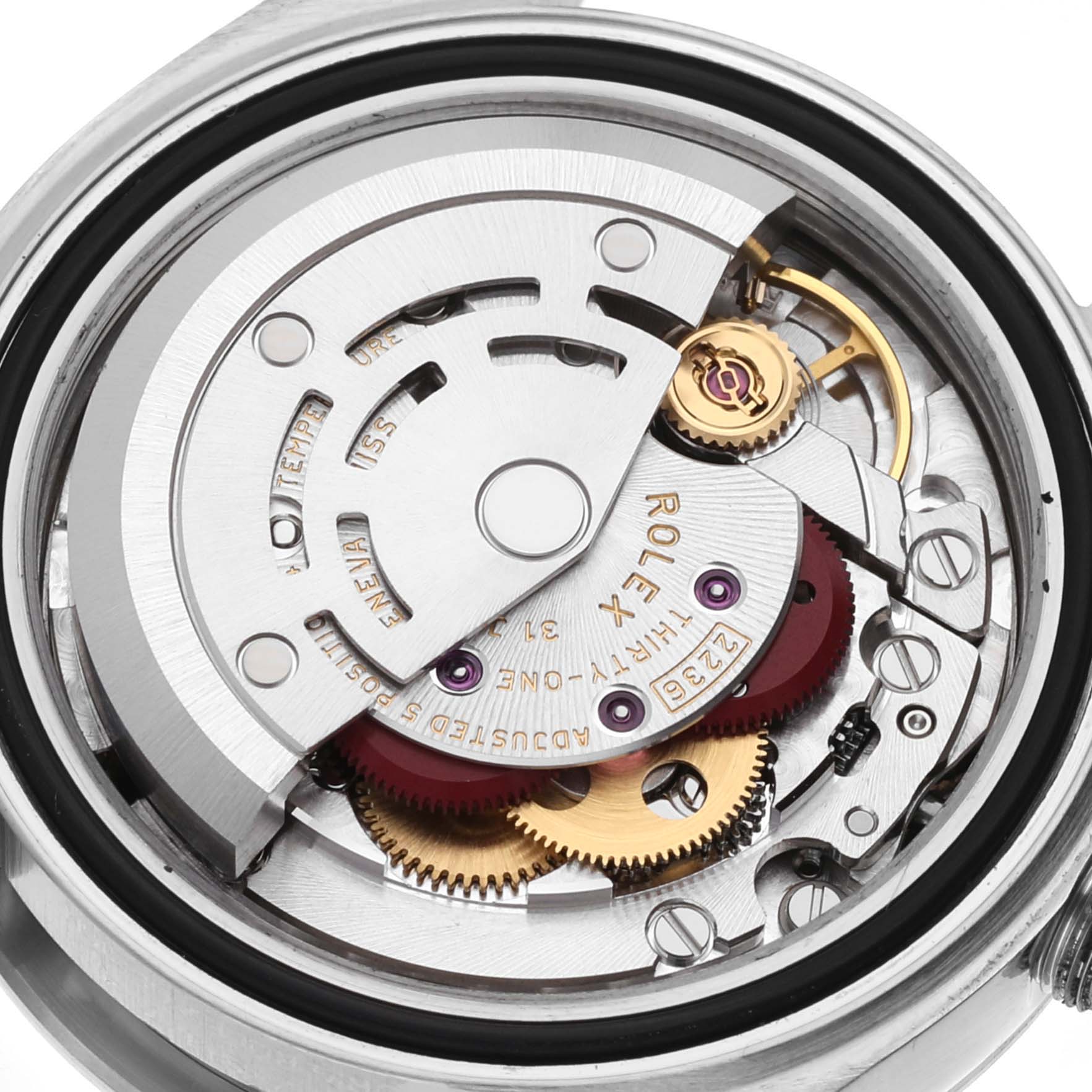 This image shows the internal movement mechanism of a Rolex Datejust 279174 Women's Stainless Steel Grey Dial 279174 Women's Stainless Steel Grey Dial watch.