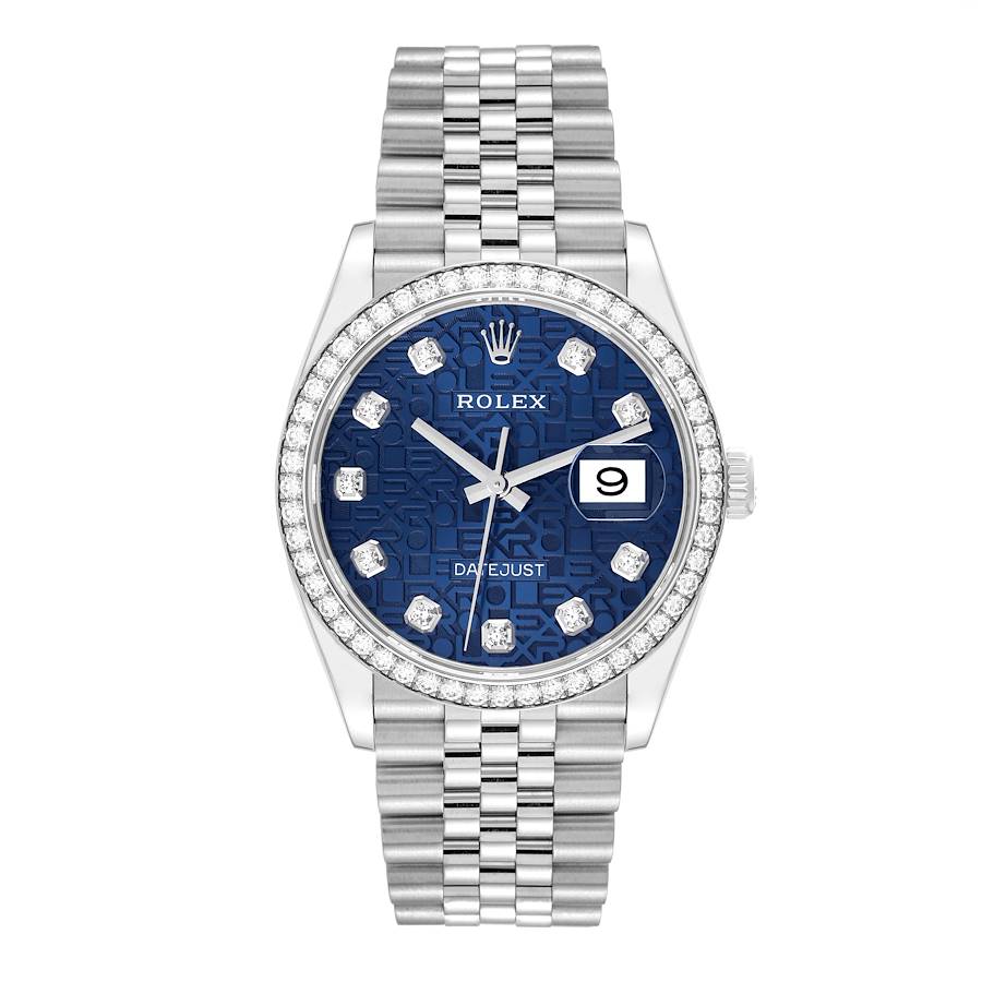 Rolex Datejust Steel Blue Diamond Dial Bezel Mens Watch 126284 SwissWatchExpo