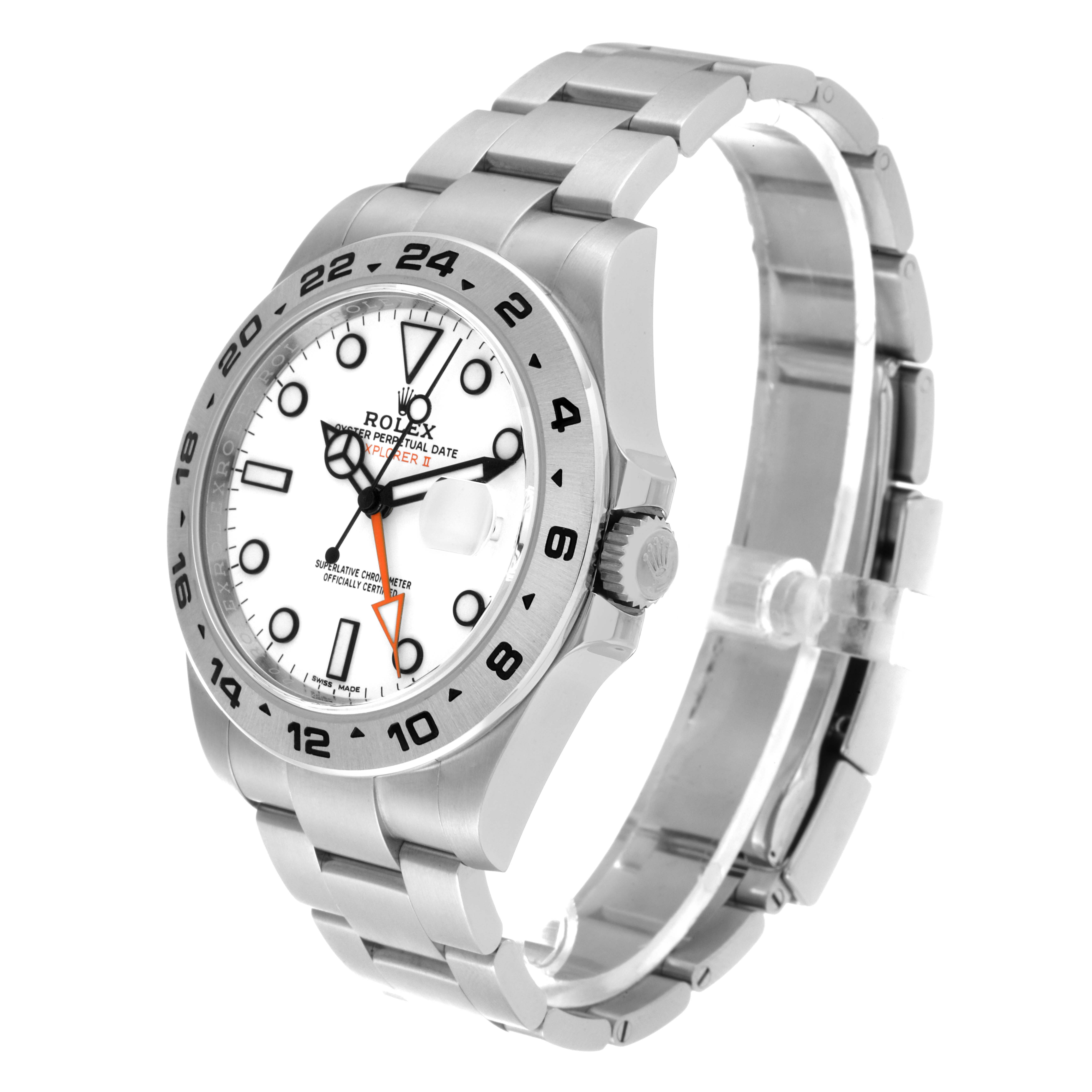 The image shows a side-front angle of a Rolex Explorer 216570 Men
s Stainless Steel White Dial 216570 Men
s Stainless Steel White Dial watch, showcasing the dial, bezel, crown, and bracelet.