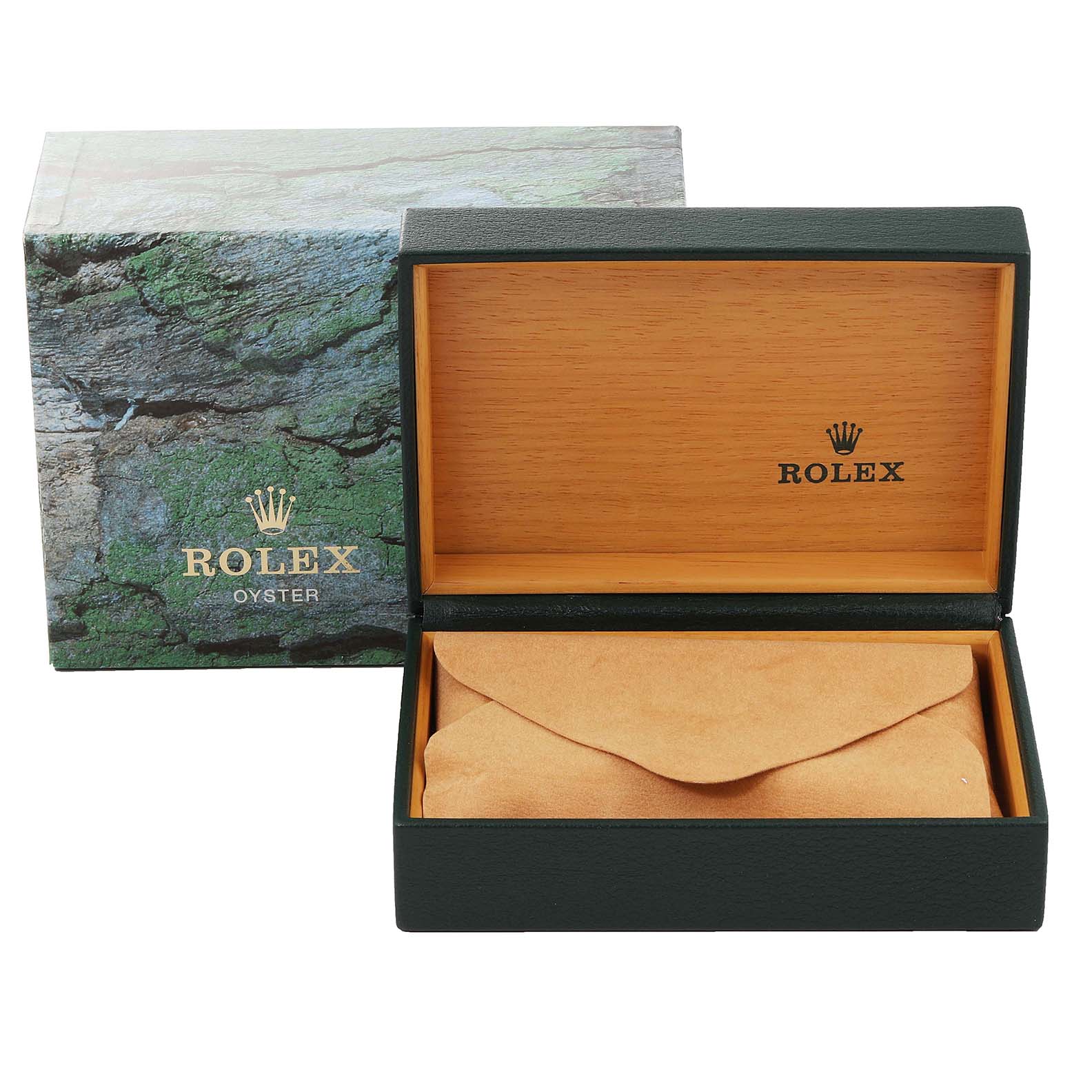 Image shows the open box and packaging for a Rolex GMT-Master 16700 Men
s Stainless Steel Black Dial 16700 Men
s Stainless Steel Black Dial watch.