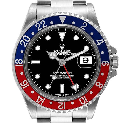 Photo of Rolex GMT Master 40mm Blue Red Pepsi Bezel Steel Mens Watch 16700