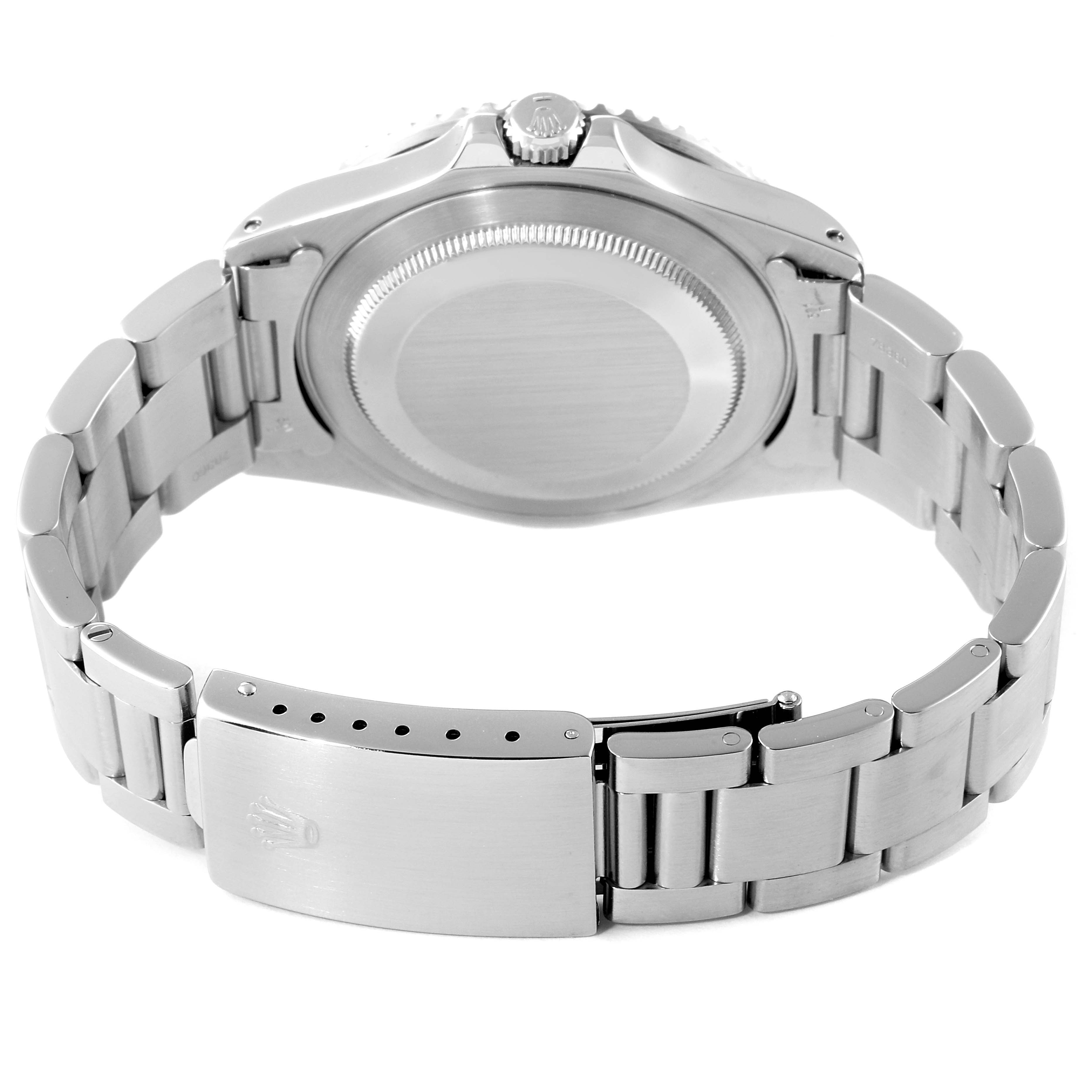 This image shows the back and bracelet of a Rolex GMT-Master 16700 Men's Stainless Steel Black Dial 16700 Men's Stainless Steel Black Dial watch, highlighting its clasp and case back.