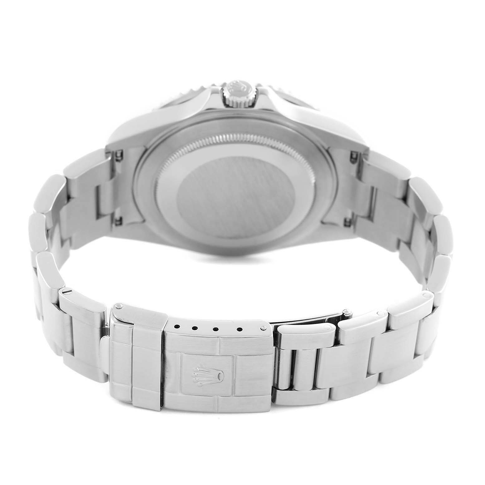 The image shows the backside of the Rolex GMT-Master 16710 Men's Stainless Steel Black Dial 16710 Men's Stainless Steel Black Dial watch, focusing on the bracelet and clasp.