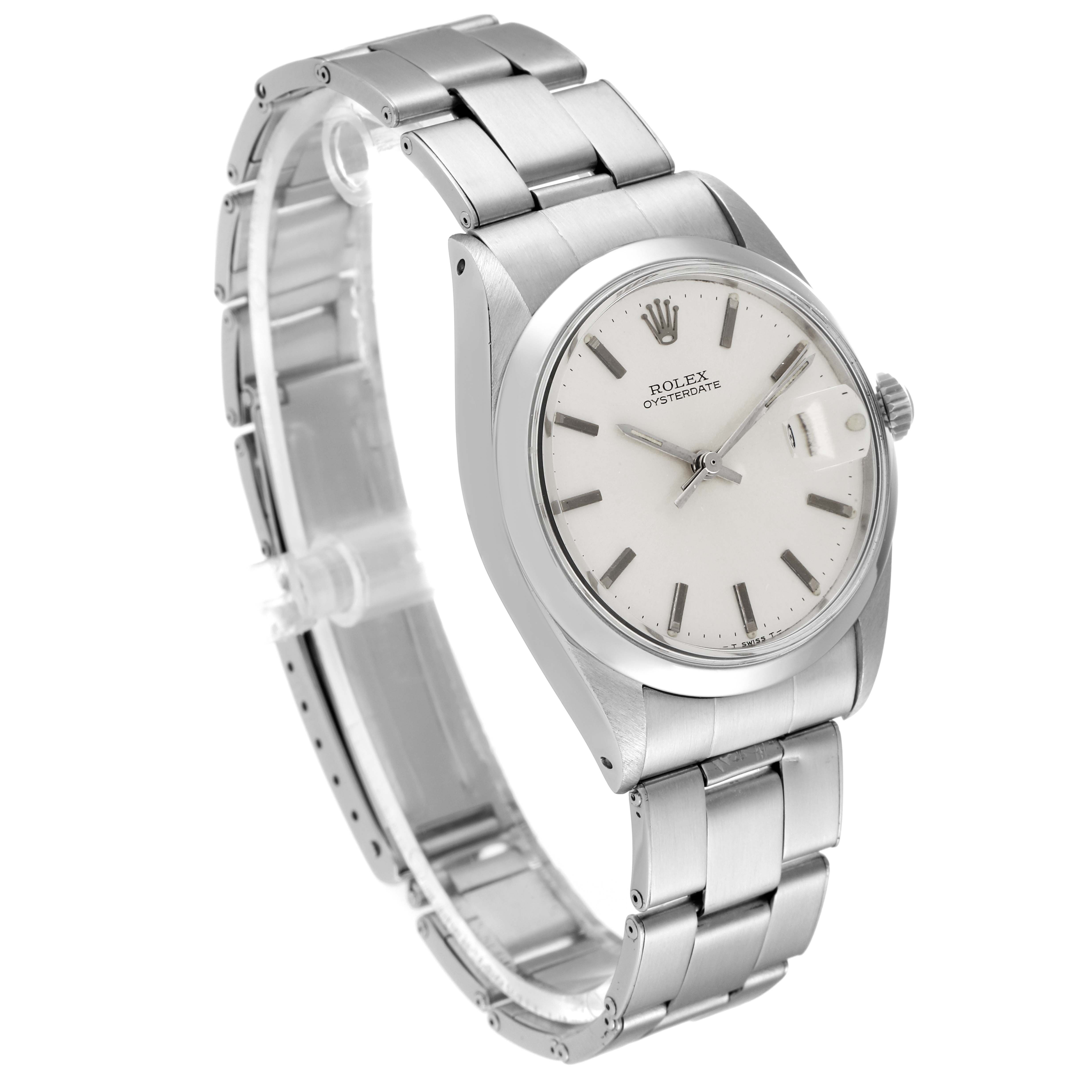 This image shows a Vintage Collection Rolex from an angled view displaying the face, bracelet, and side of the case.