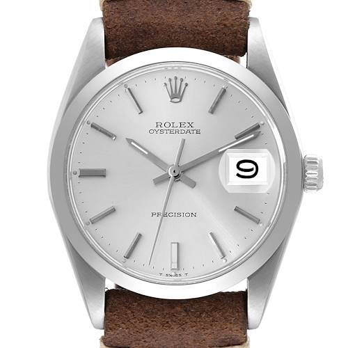 Photo of Rolex OysterDate Precision Silver Dial Vintage Steel Mens Watch 6694
