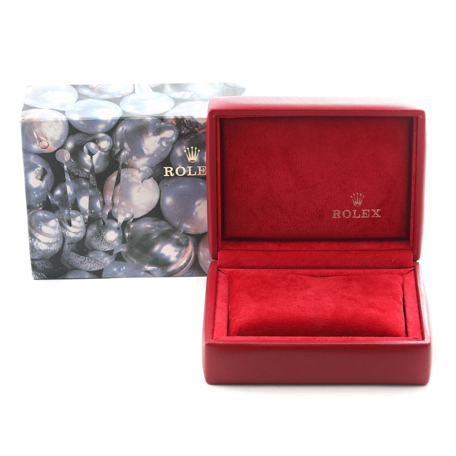 The image shows a red Rolex-branded watch box and outer packaging for the Rolex President 69178 Women
s Yellow Gold Champagne Dial 69178 Women
s Yellow Gold Champagne Dial model.