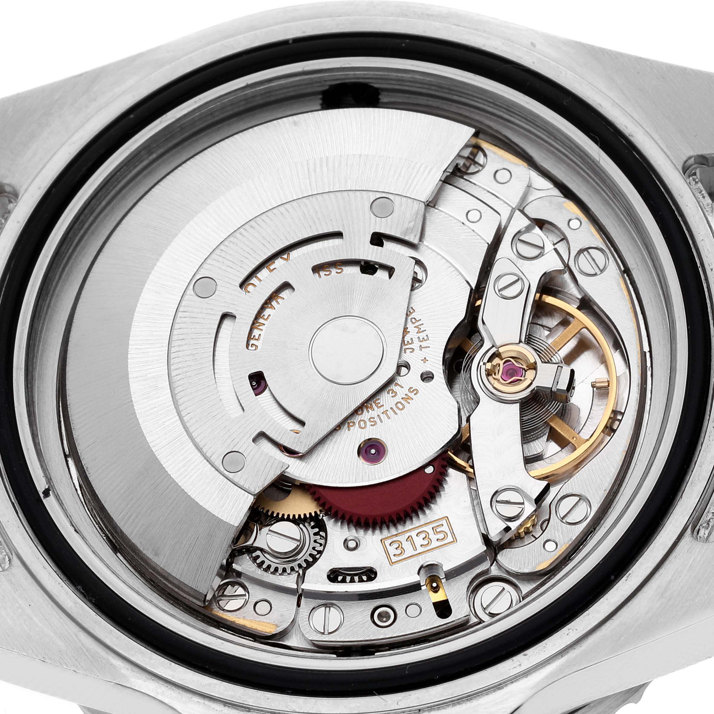 This image shows the inner mechanical movement of the Rolex Sea-Dweller 16600 Men
s Stainless Steel Black Dial 16600 Men
s Stainless Steel Black Dial watch, specifically the caliber 3135.