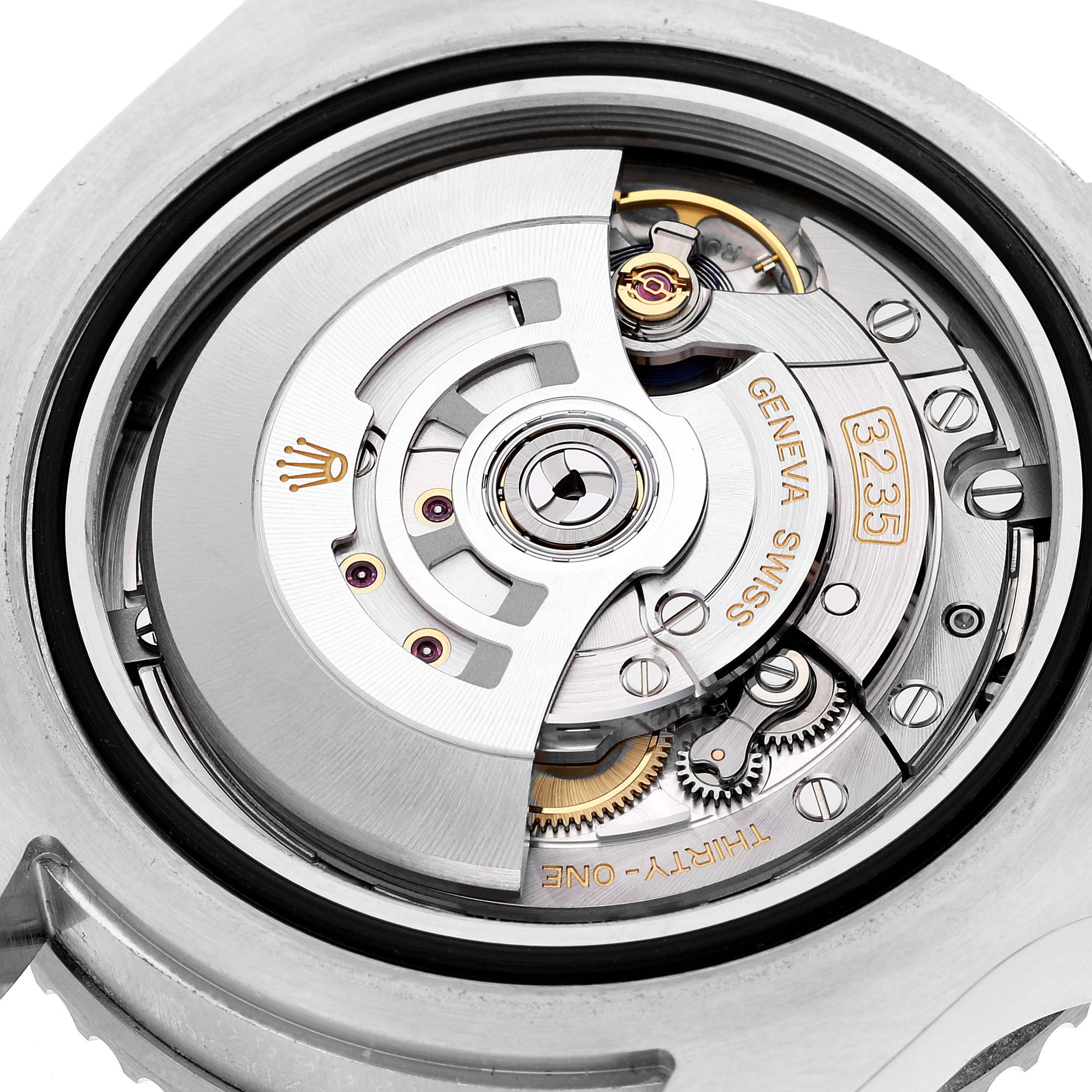 This image shows the movement and intricate inner mechanism of the Rolex Sea-Dweller 126600 Men
s Stainless Steel Black Dial 126600 Men
s Stainless Steel Black Dial watch.