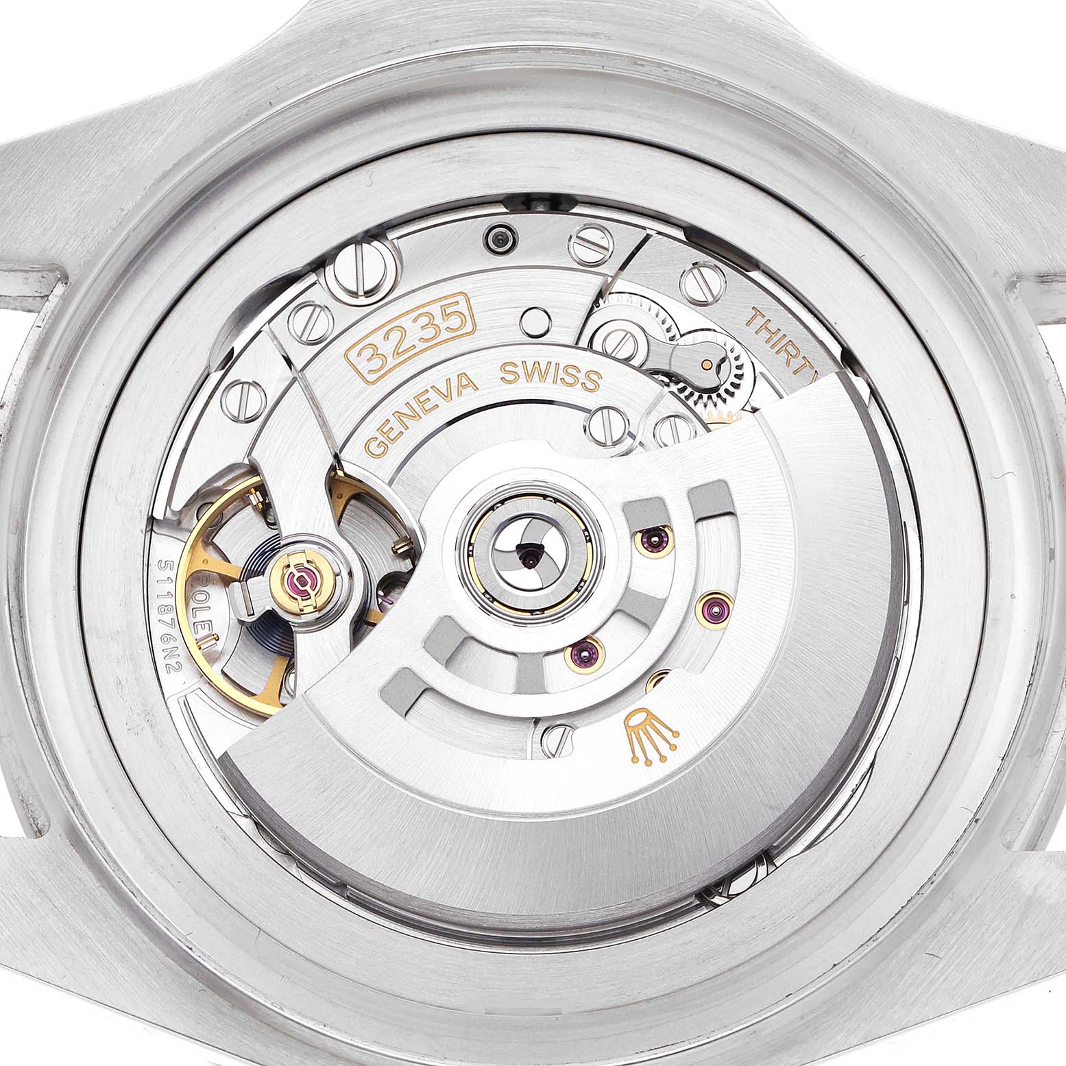 The image shows the movement of the Rolex Sea-Dweller 126660 Men's Stainless Steel Blue Dial 126660 Men's Stainless Steel Blue Dial from a back view, highlighting its intricate mechanical components.