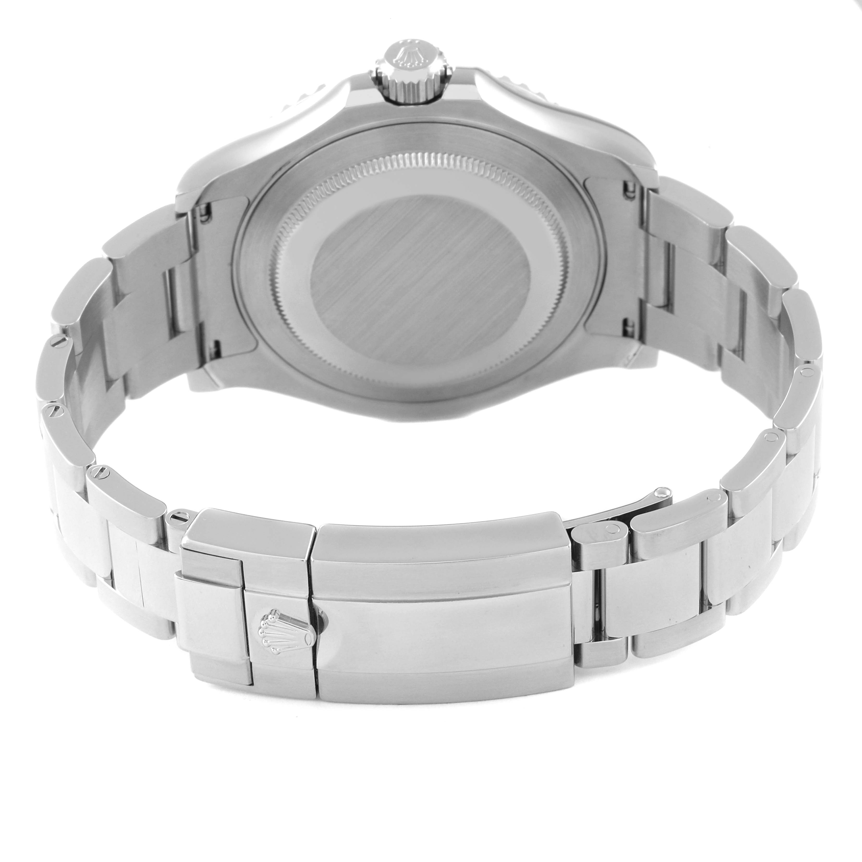 The image shows the back view of a Rolex Yacht-Master 116622 Men's Stainless Steel Blue Dial 116622 Men's Stainless Steel Blue Dial watch, highlighting the clasp and bracelet.