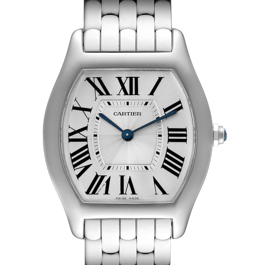Cartier Tortue 18k White Gold Silver Dial Ladies Watch 3701 Box Papers SwissWatchExpo