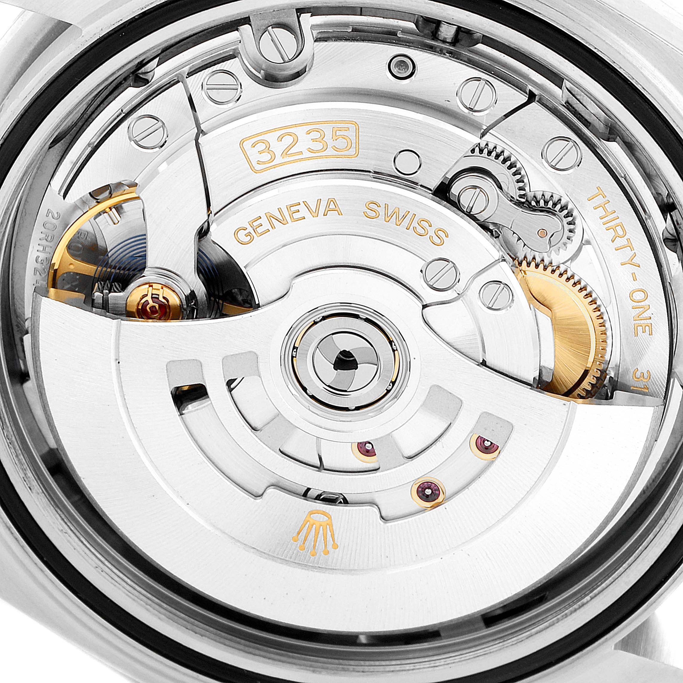 The image shows the movement mechanism of the Rolex Datejust 41 126300 Men
s Stainless Steel Grey Dial 126300 Men
s Stainless Steel Grey Dial model, featuring the 3235 caliber.
