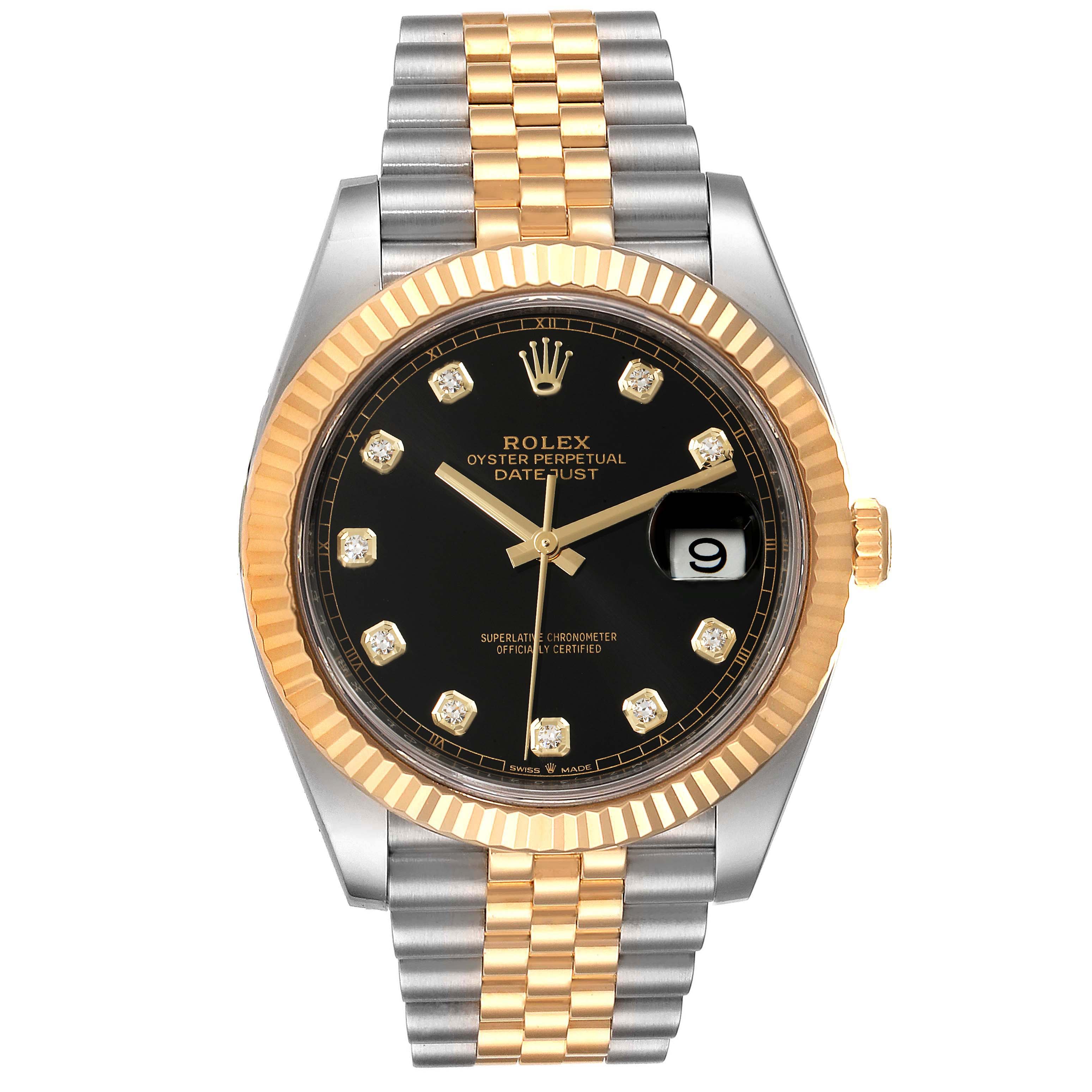 Rolex Datejust 41 Steel Yellow Gold Black Diamond Dial Watch 126333 ...