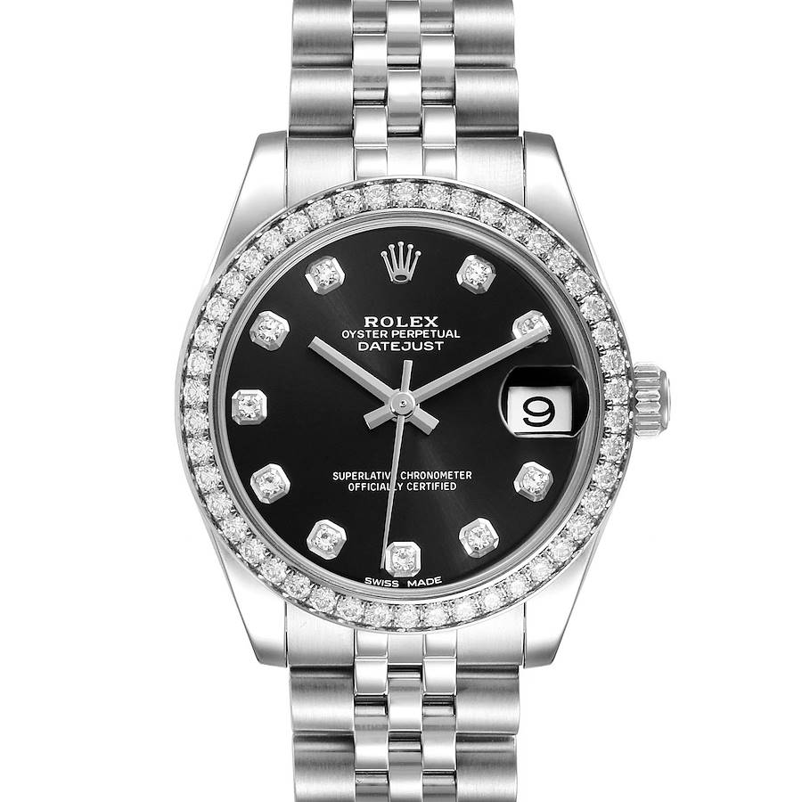 Rolex Datejust Midsize 31 Steel White Gold Diamond Watch 178384 SwissWatchExpo