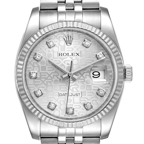 Photo of Rolex Datejust Steel White Gold Jubilee Diamond Dial Watch 116234 Box Card