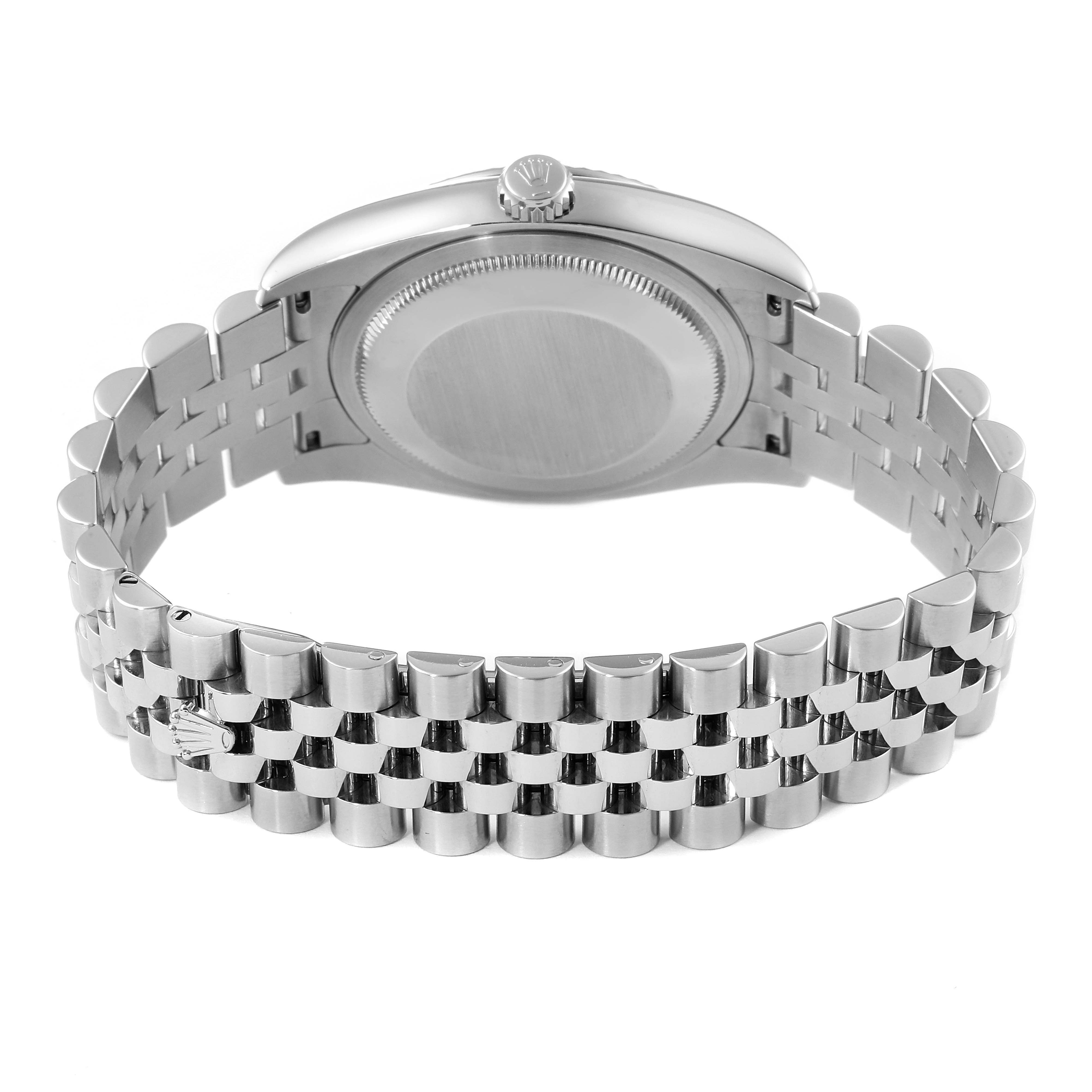 The image shows the back and bracelet of a Rolex Datejust 116234 Men's Stainless Steel Silver Dial 116234 Men's Stainless Steel Silver Dial watch, viewed from a rear angle.